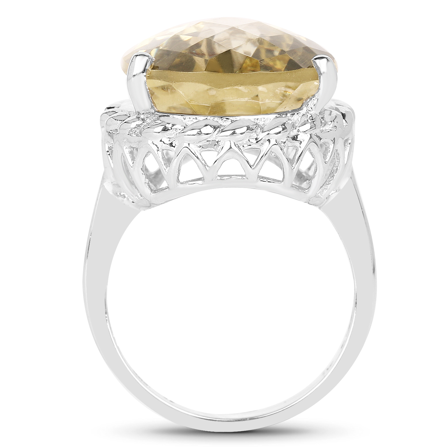 13.72 Carat Genuine Lemon Quartz .925 Sterling Silver Ring