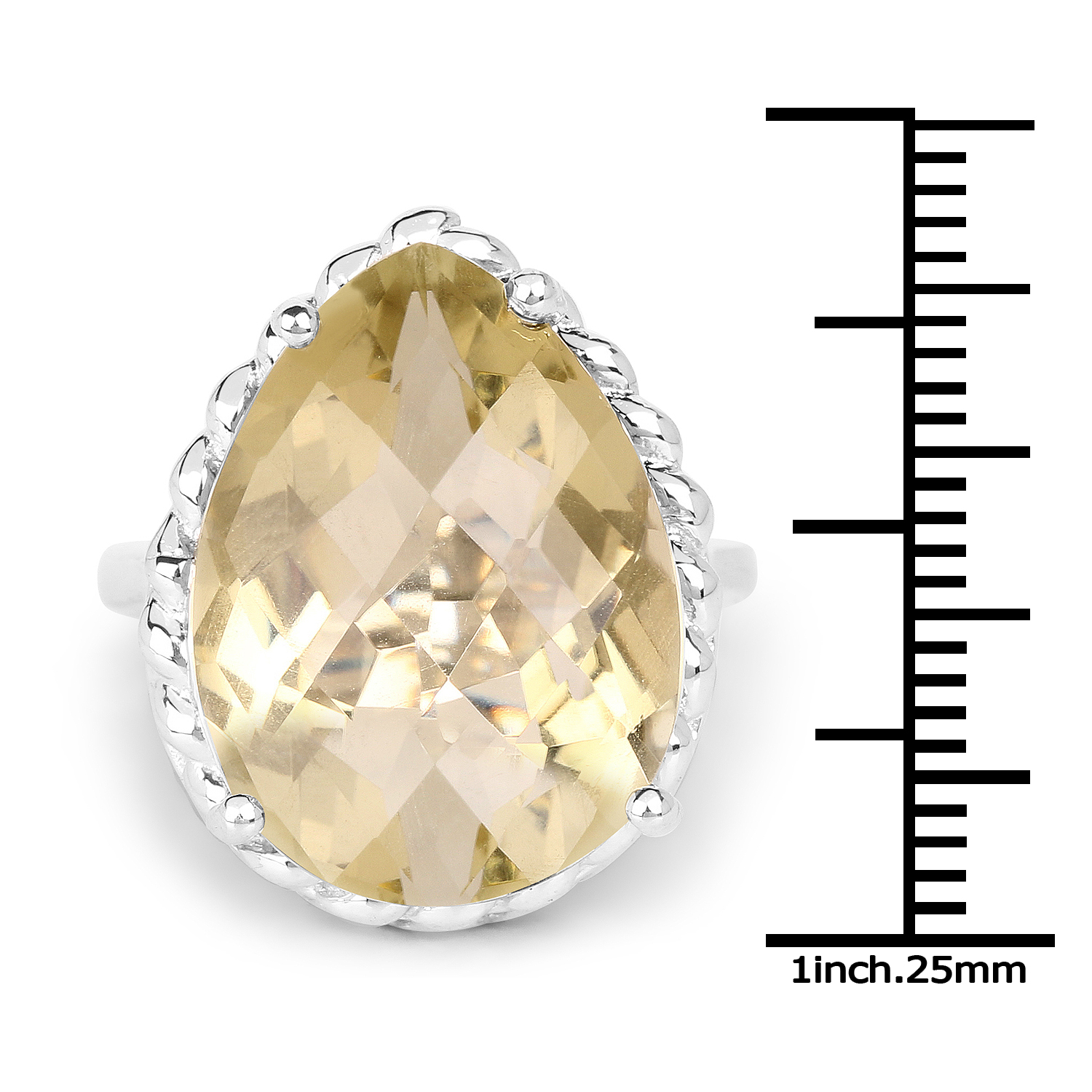 13.72 Carat Genuine Lemon Quartz .925 Sterling Silver Ring