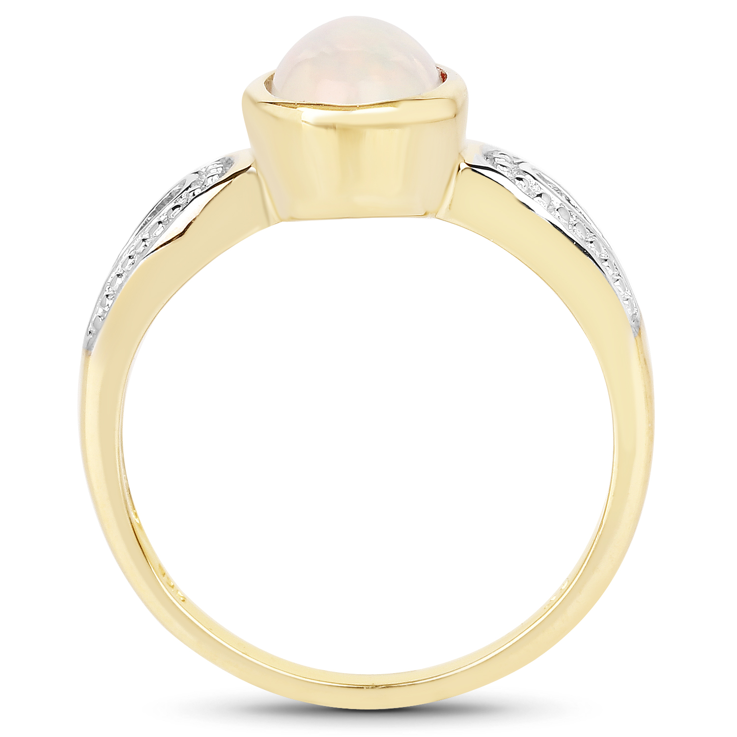 14K Yellow Gold Plated 0.83 Carat Genuine Ethiopian Opal .925 Sterling Silver Ring