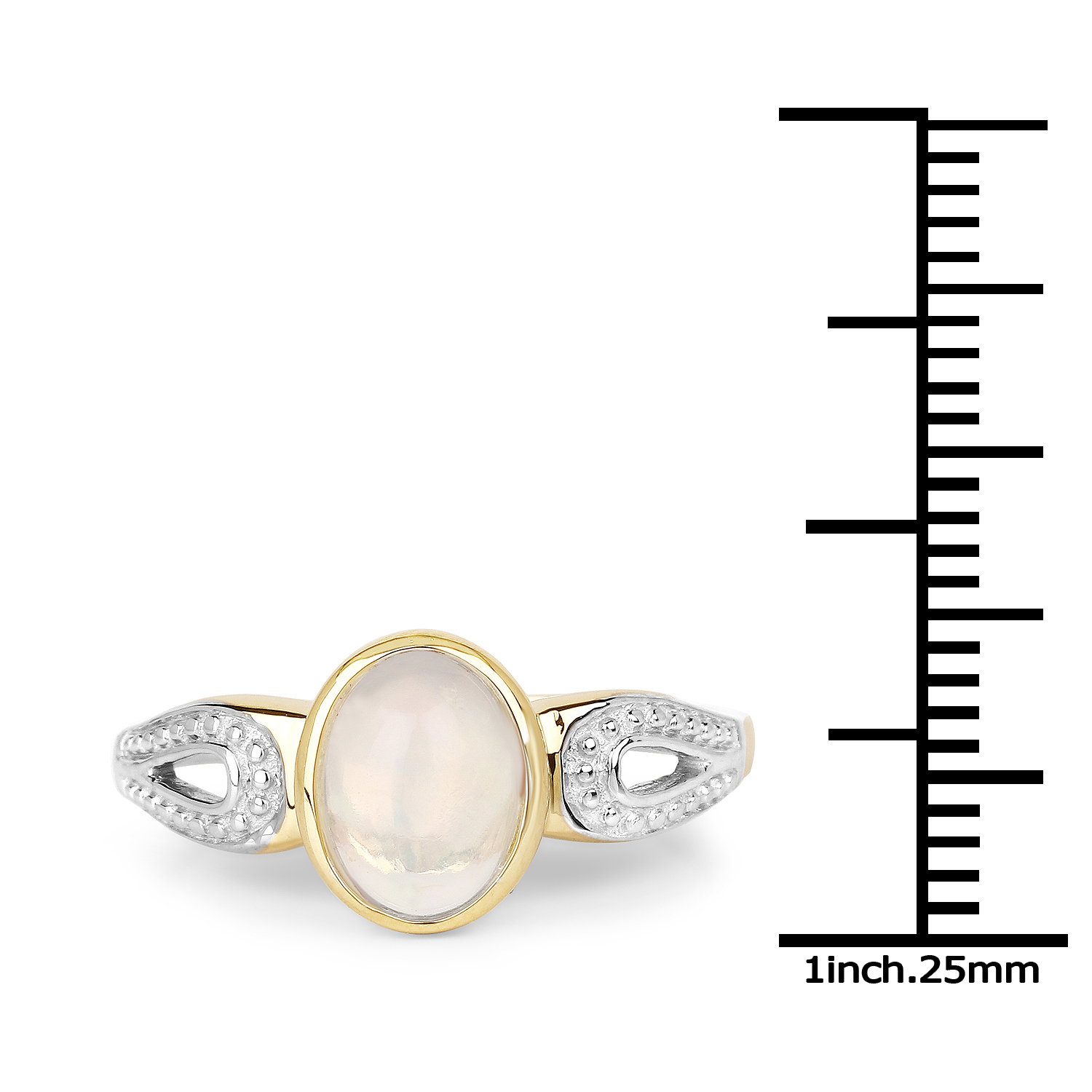 14K Yellow Gold Plated 0.83 Carat Genuine Ethiopian Opal .925 Sterling Silver Ring