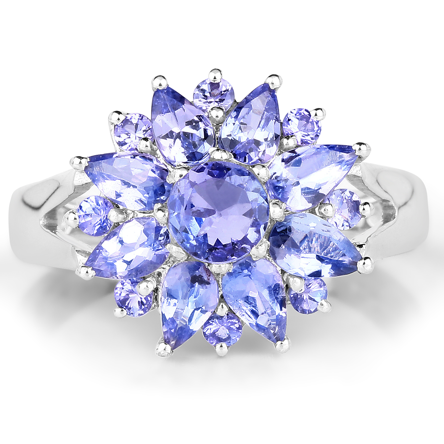 2.43 Carat Genuine Tanzanite .925 Sterling Silver Ring