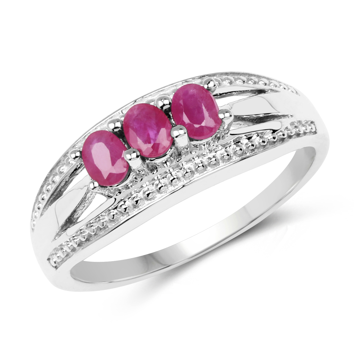 0.60 Carat Genuine Ruby .925 Sterling Silver Ring