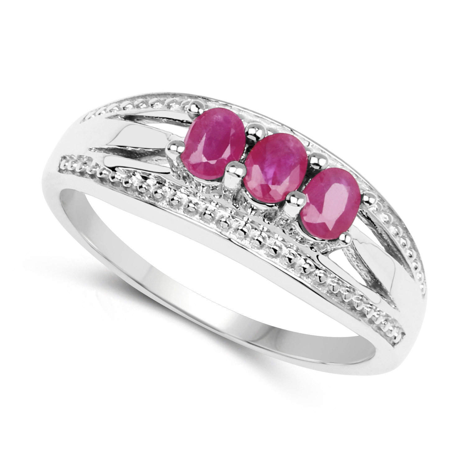 0.60 Carat Genuine Ruby .925 Sterling Silver Ring
