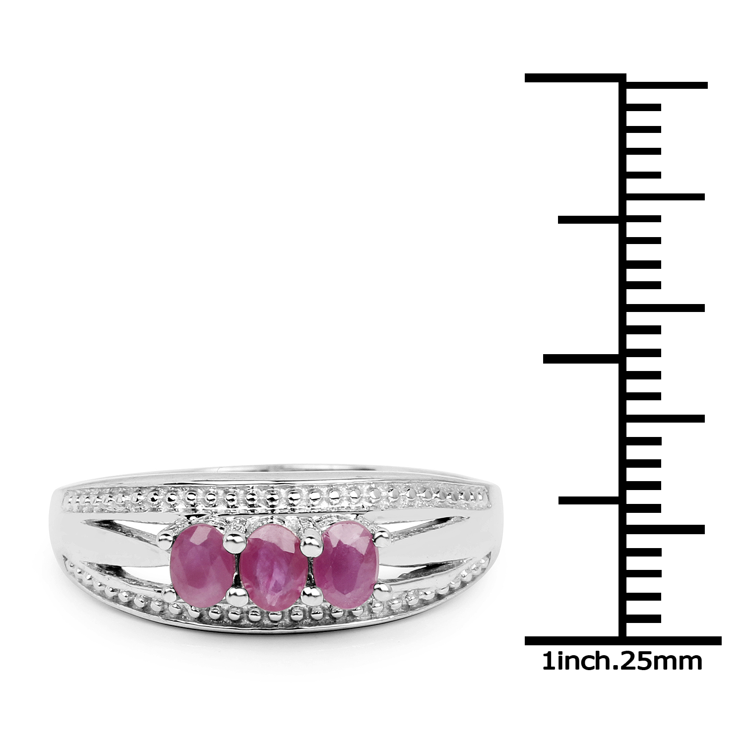 0.60 Carat Genuine Ruby .925 Sterling Silver Ring