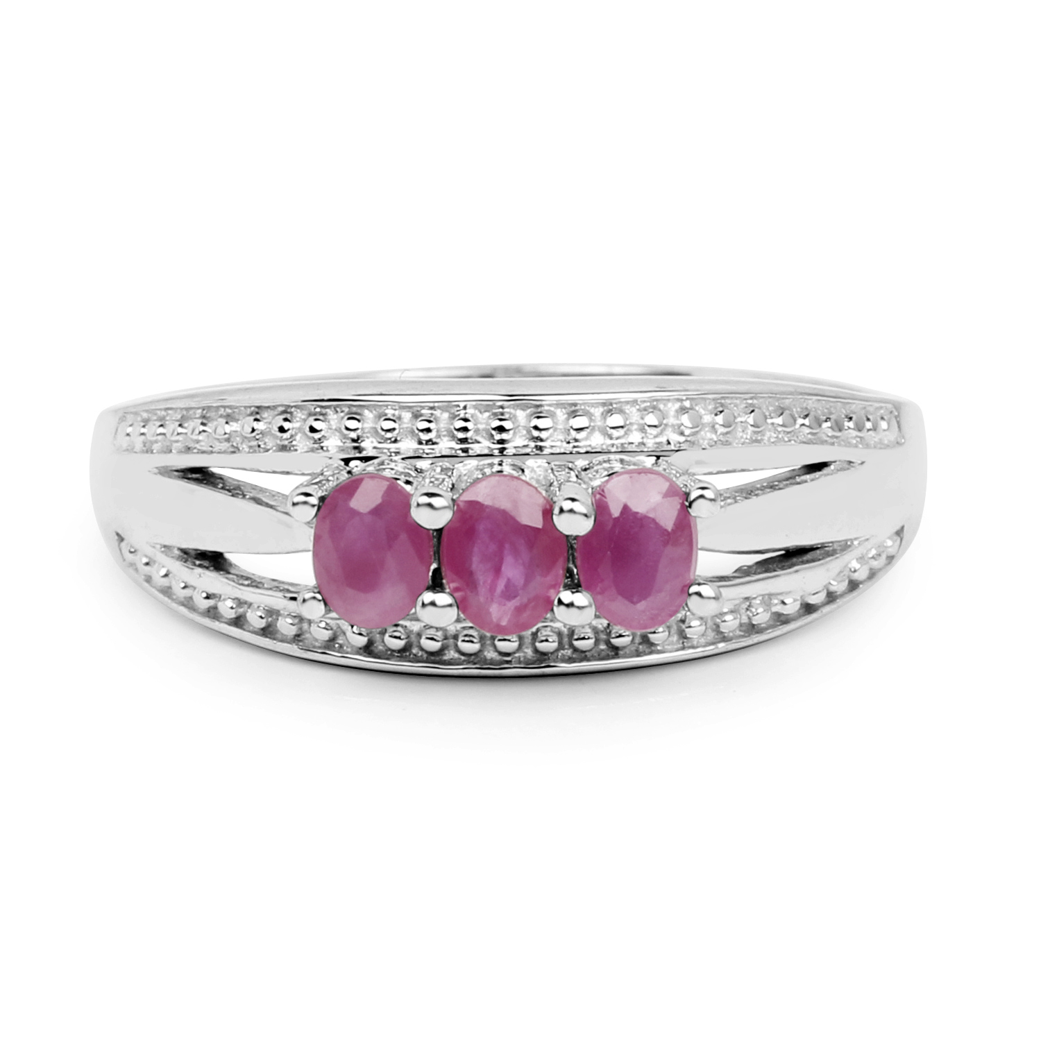 0.60 Carat Genuine Ruby .925 Sterling Silver Ring