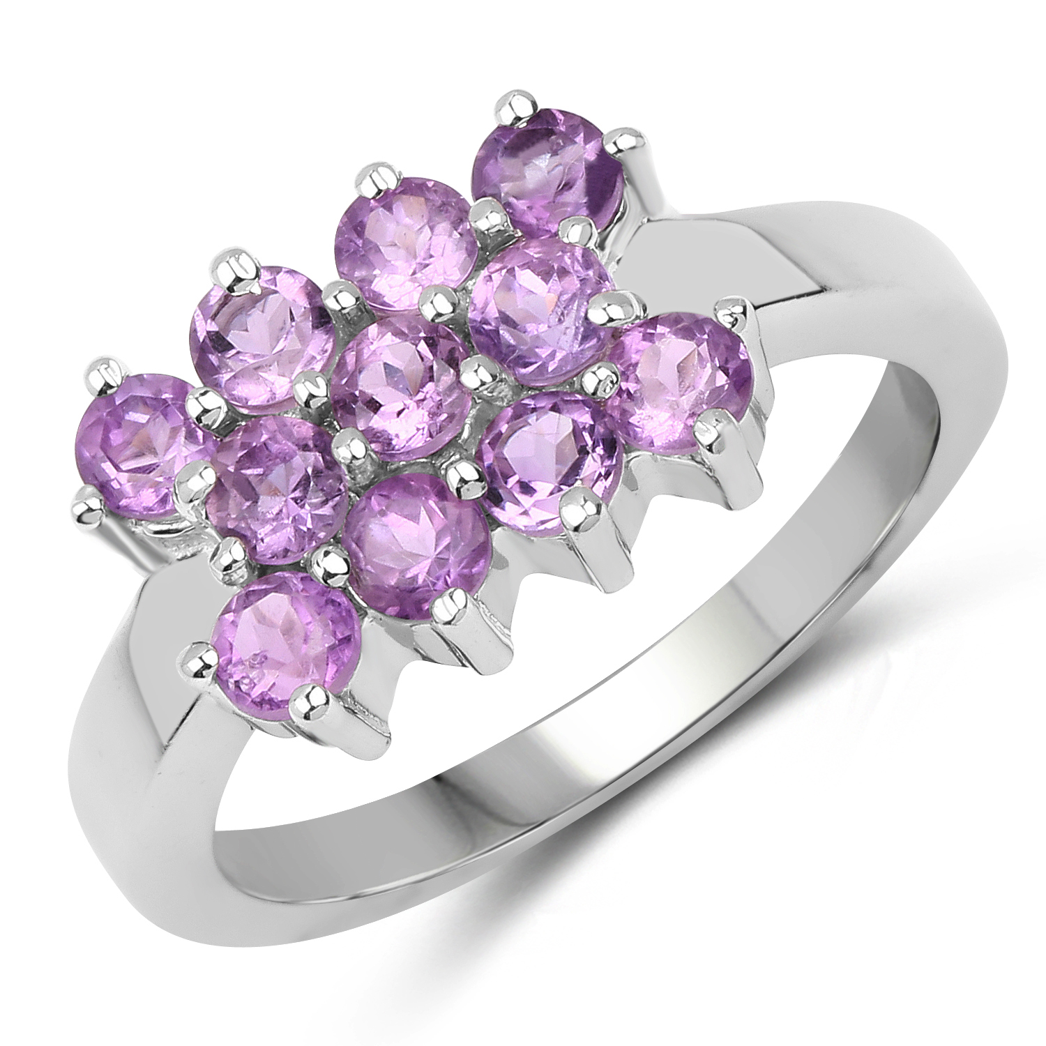 1.10 Carat Genuine Amethyst .925 Sterling Silver Ring