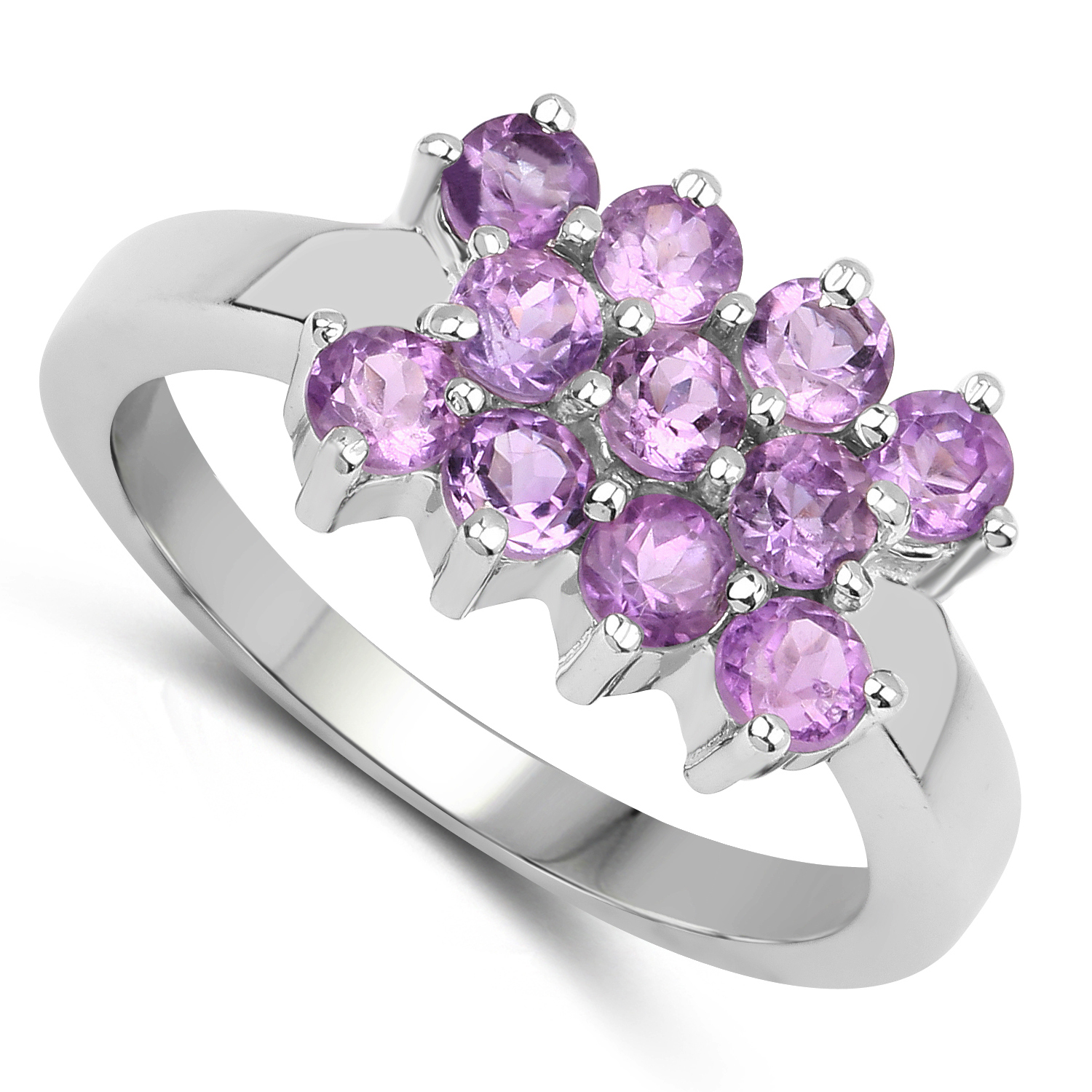 1.10 Carat Genuine Amethyst .925 Sterling Silver Ring