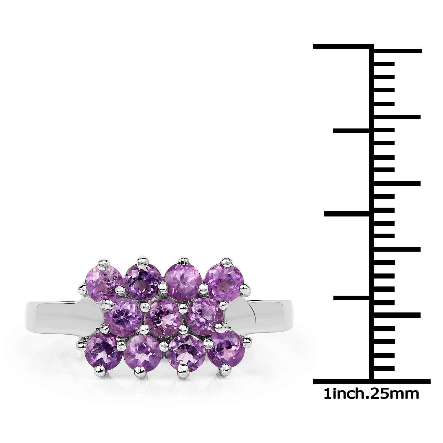 1.10 Carat Genuine Amethyst .925 Sterling Silver Ring