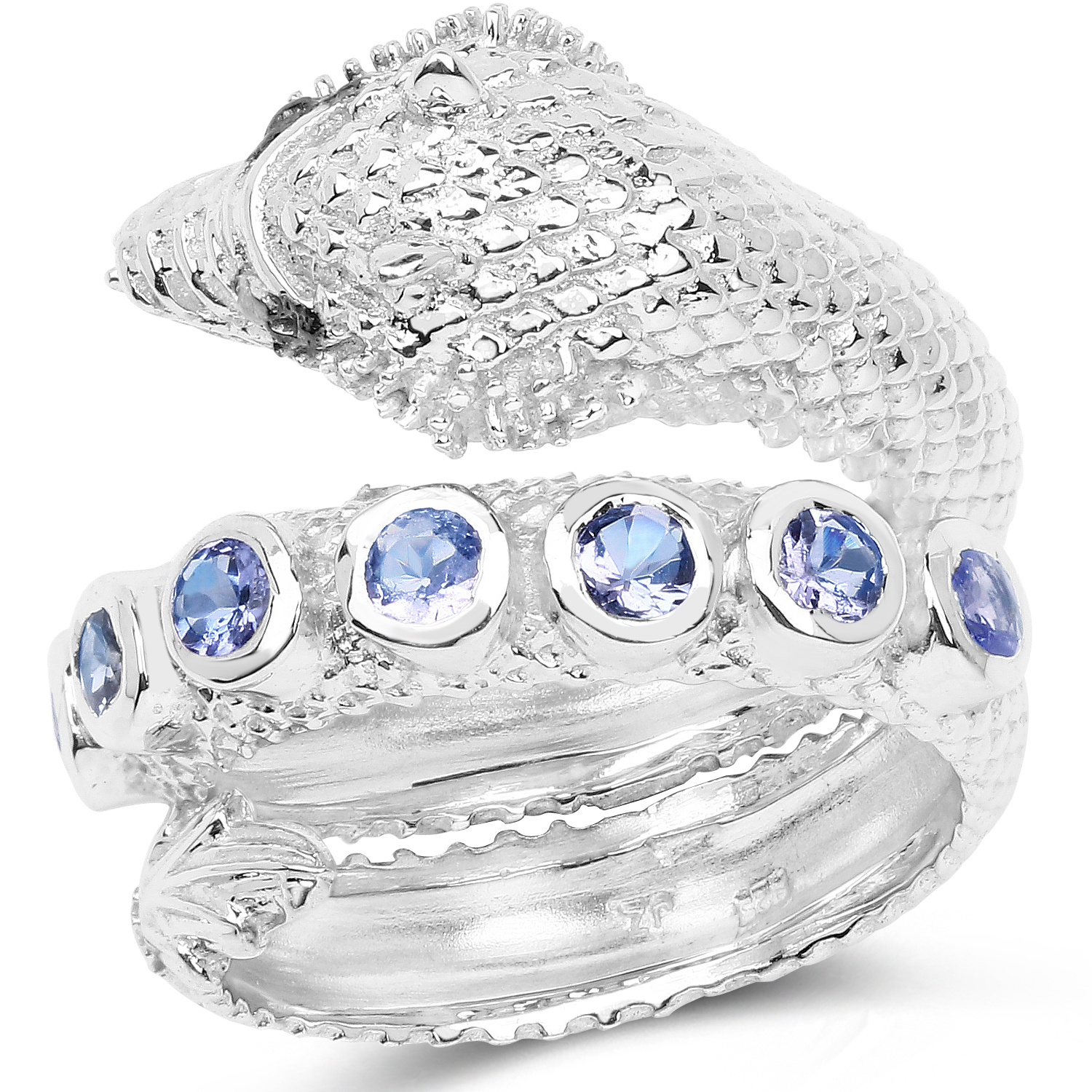 0.70 Carat Genuine Tanzanite .925 Sterling Silver Ring