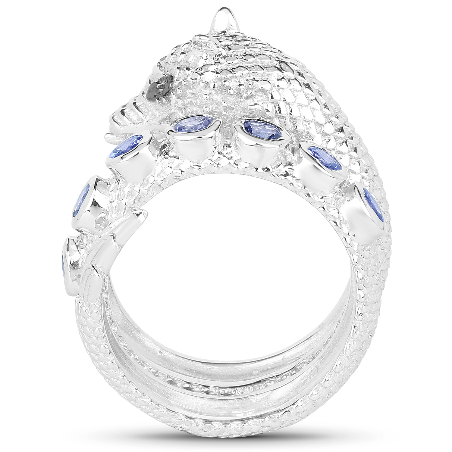 0.70 Carat Genuine Tanzanite .925 Sterling Silver Ring