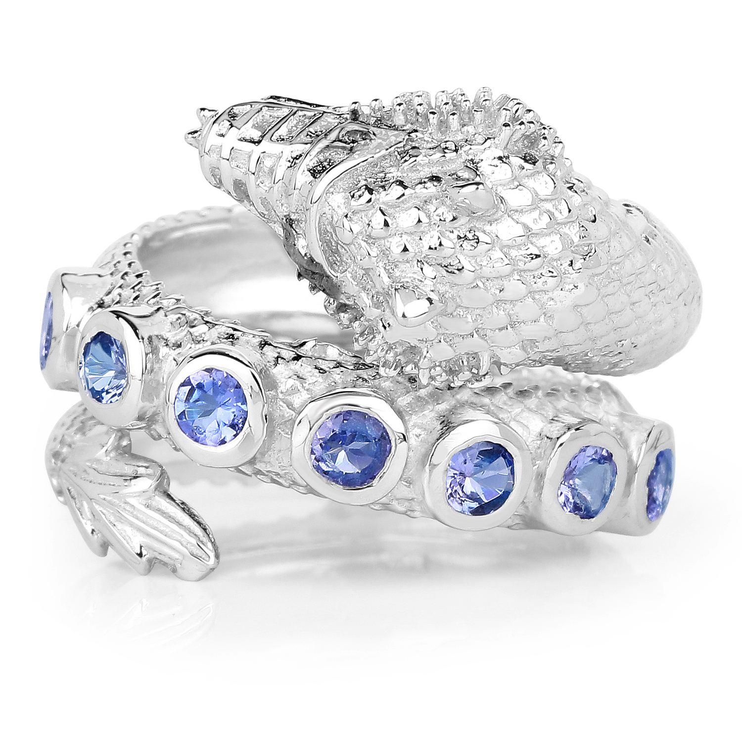 0.70 Carat Genuine Tanzanite .925 Sterling Silver Ring