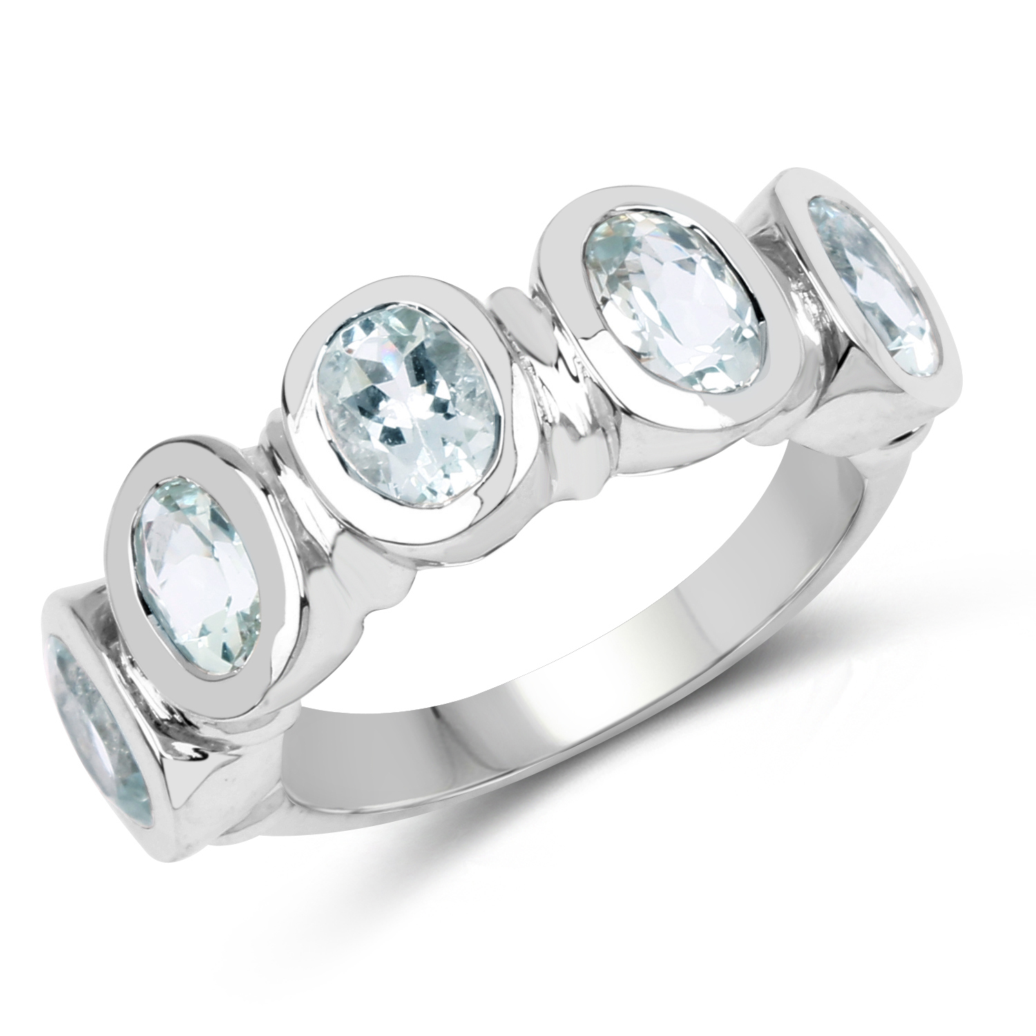2.00 Carat Genuine Aquamarine .925 Sterling Silver Ring