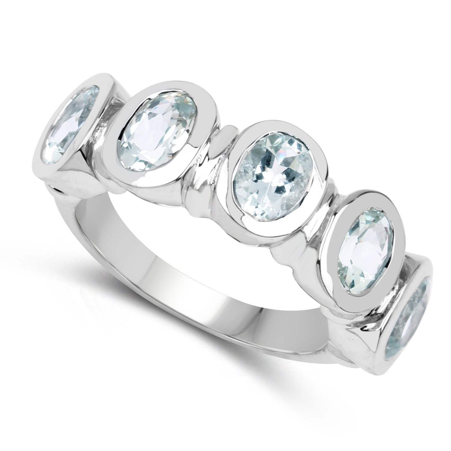 2.00 Carat Genuine Aquamarine .925 Sterling Silver Ring
