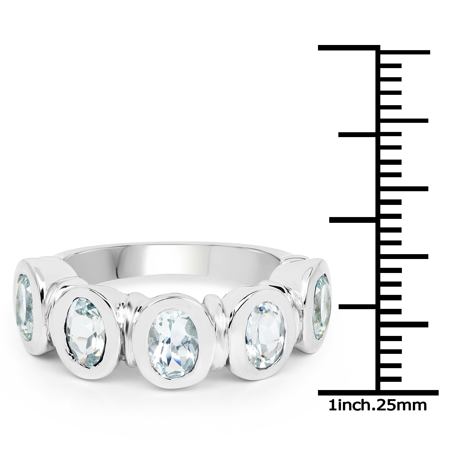 2.00 Carat Genuine Aquamarine .925 Sterling Silver Ring