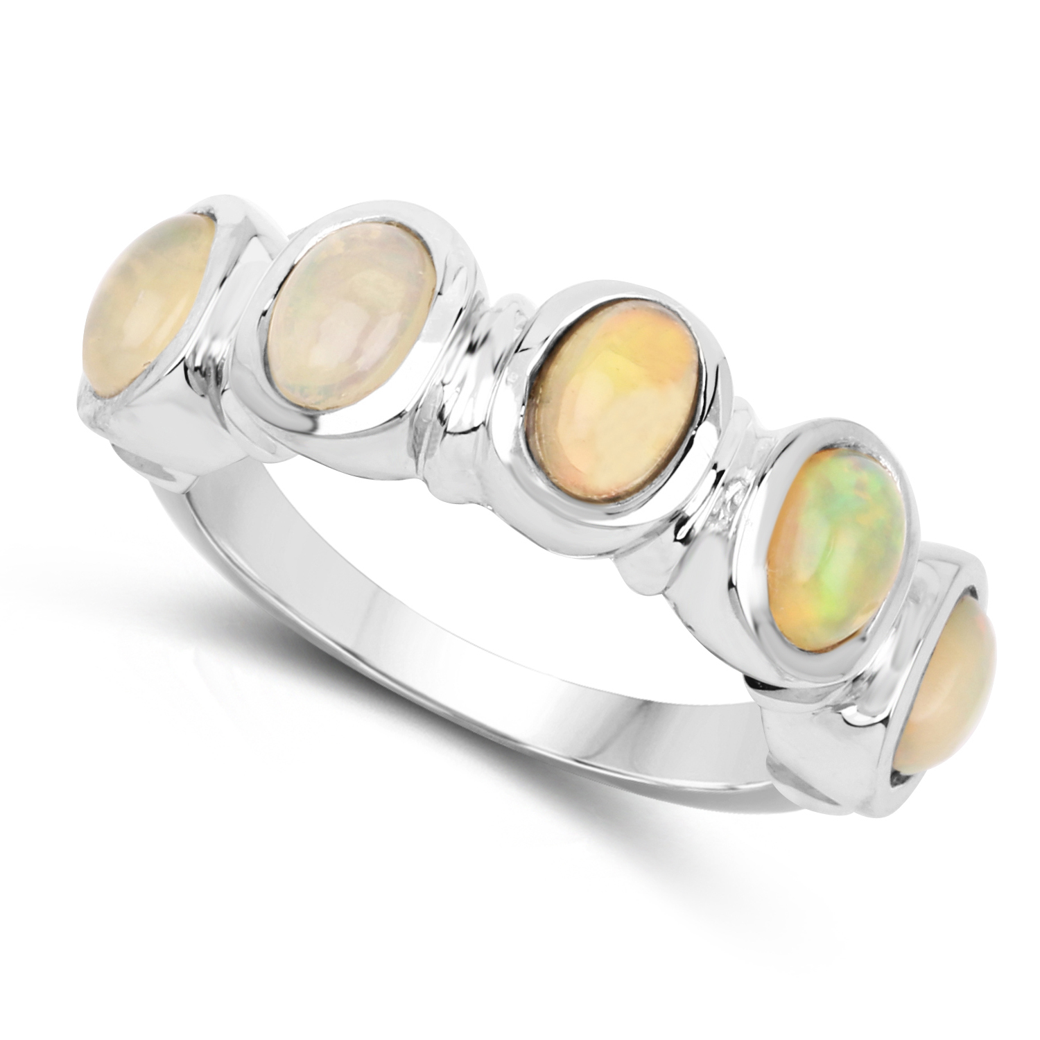 1.40 Carat Genuine Opal .925 Sterling Silver Ring