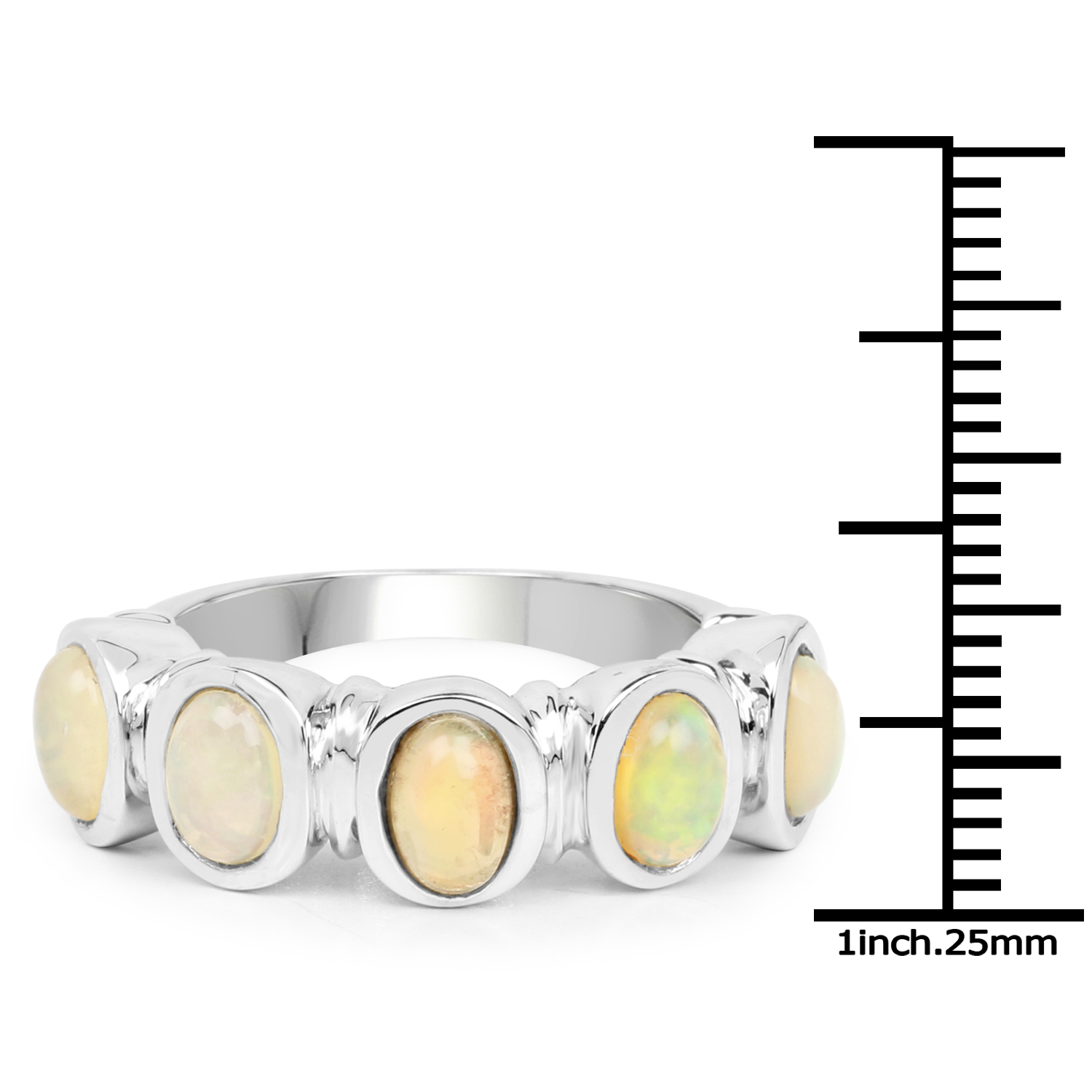 1.40 Carat Genuine Opal .925 Sterling Silver Ring