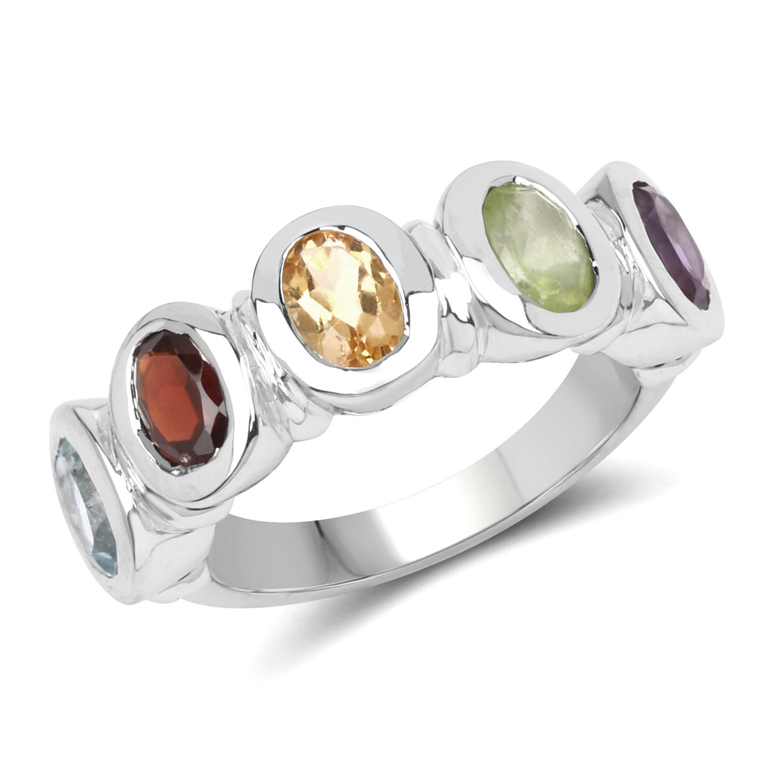 2.33 Carat Genuine Multi Stone .925 Sterling Silver Ring