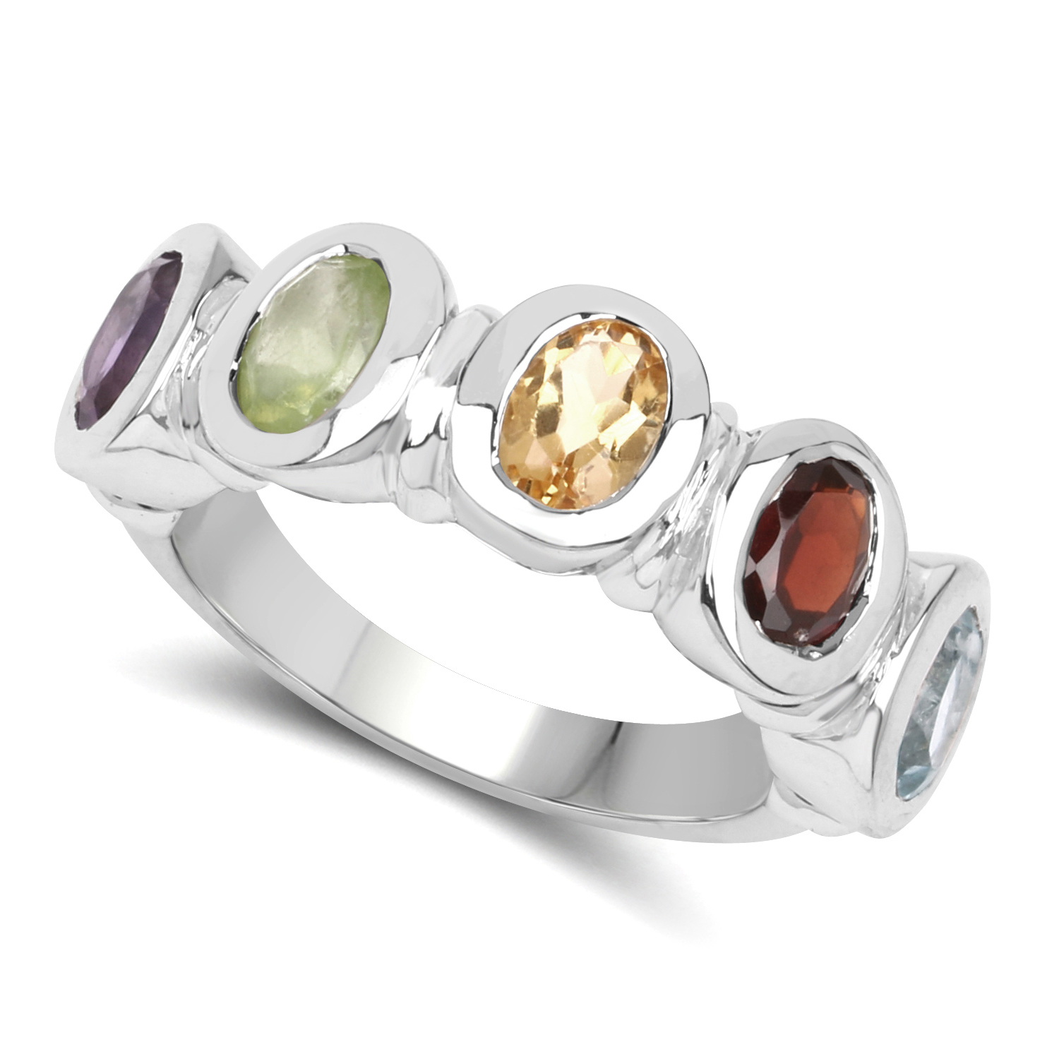 2.33 Carat Genuine Multi Stone .925 Sterling Silver Ring