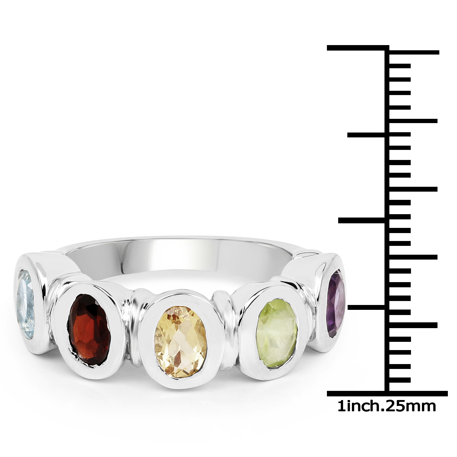 2.33 Carat Genuine Multi Stone .925 Sterling Silver Ring