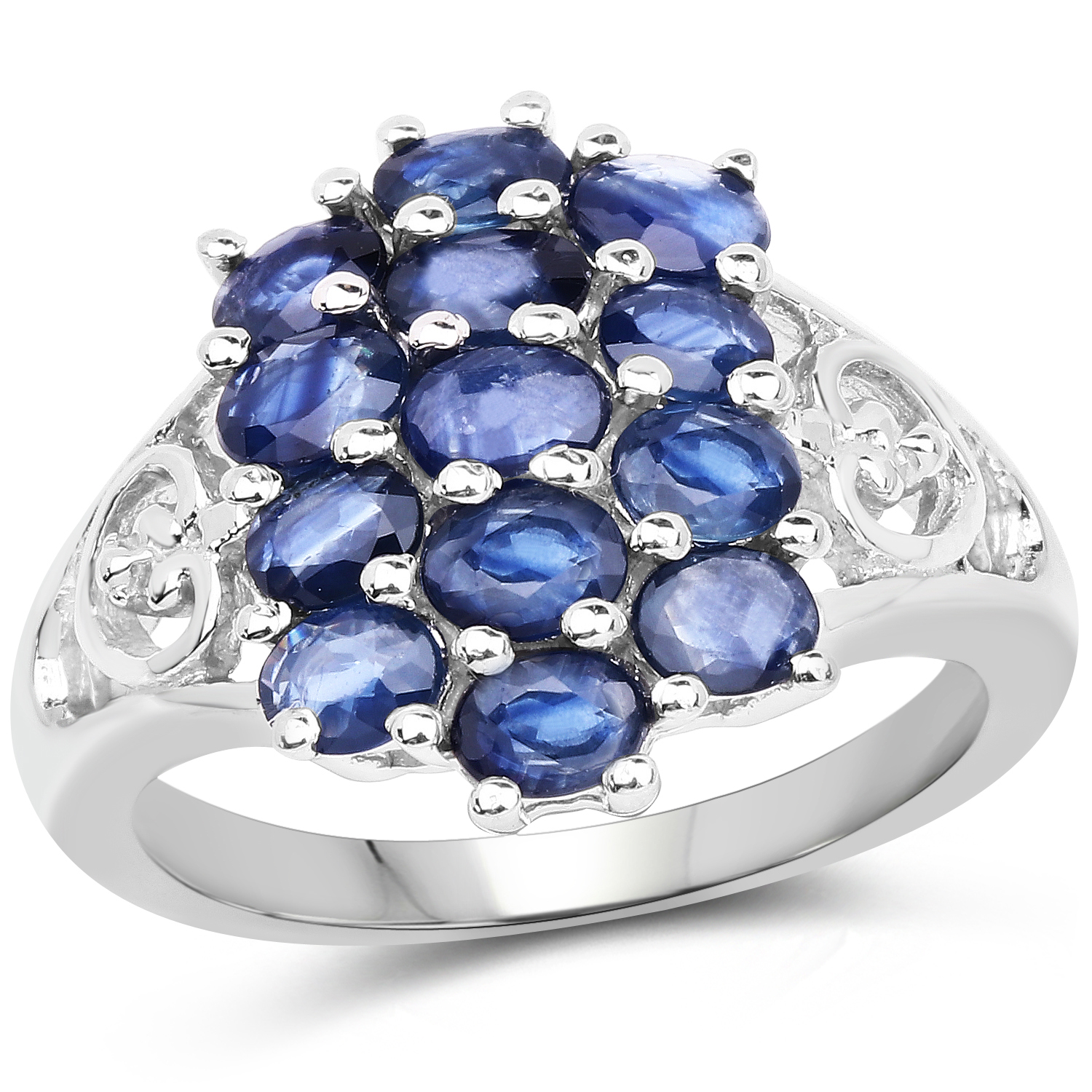 2.86 Carat Genuine Blue Sapphire .925 Sterling Silver Ring