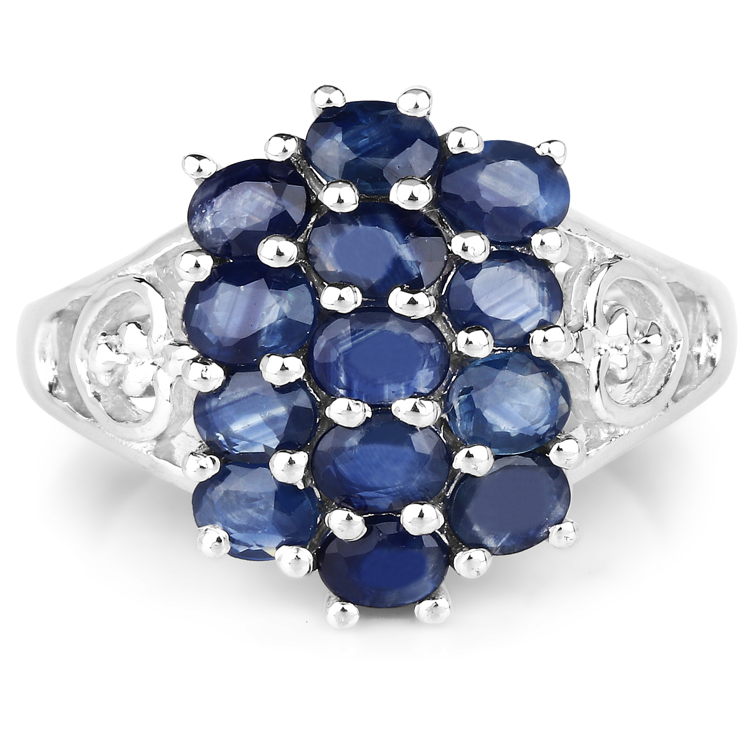 2.86 Carat Genuine Blue Sapphire .925 Sterling Silver Ring
