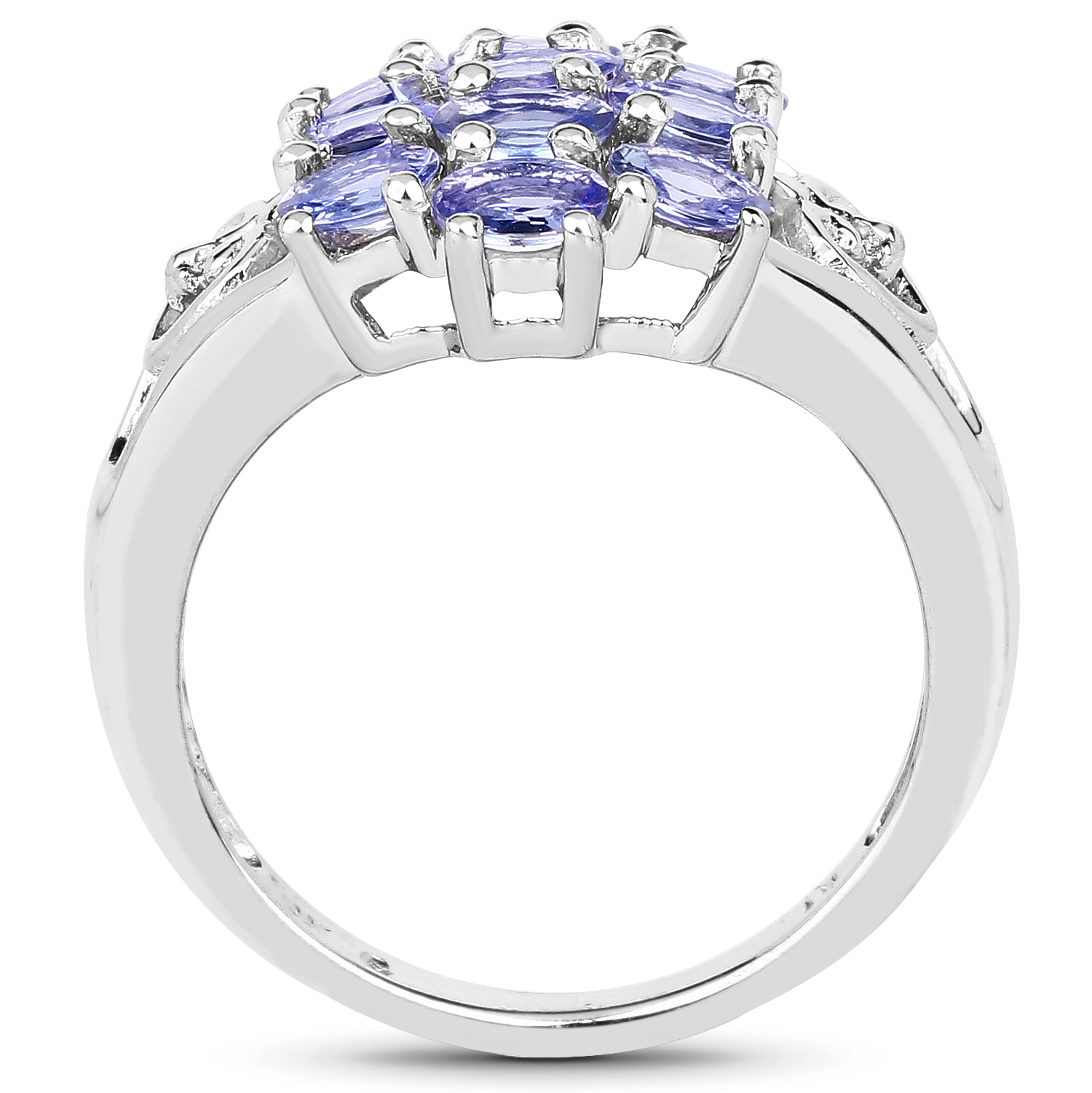 2.21 Carat Genuine Tanzanite .925 Sterling Silver Ring