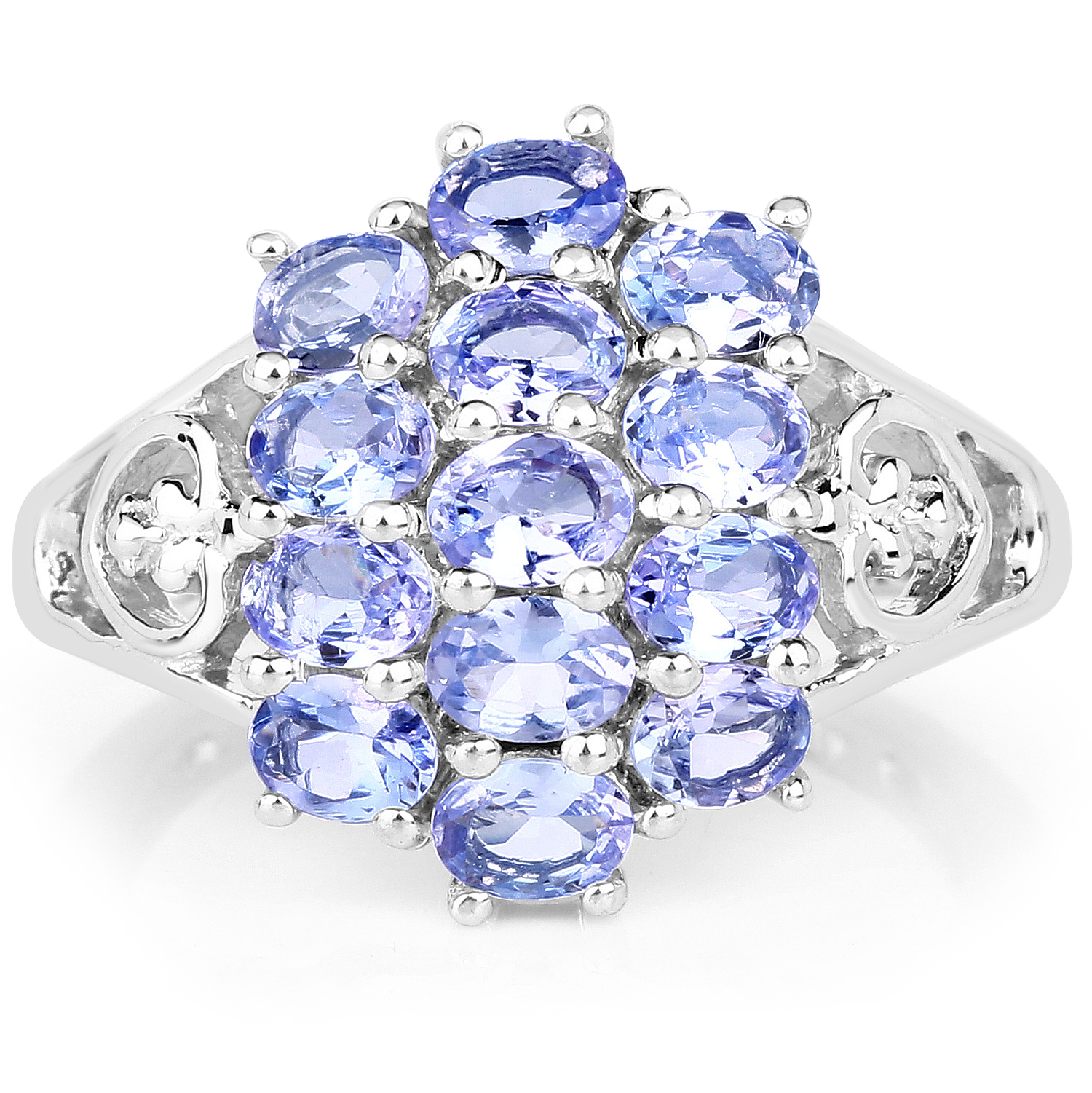 2.21 Carat Genuine Tanzanite .925 Sterling Silver Ring