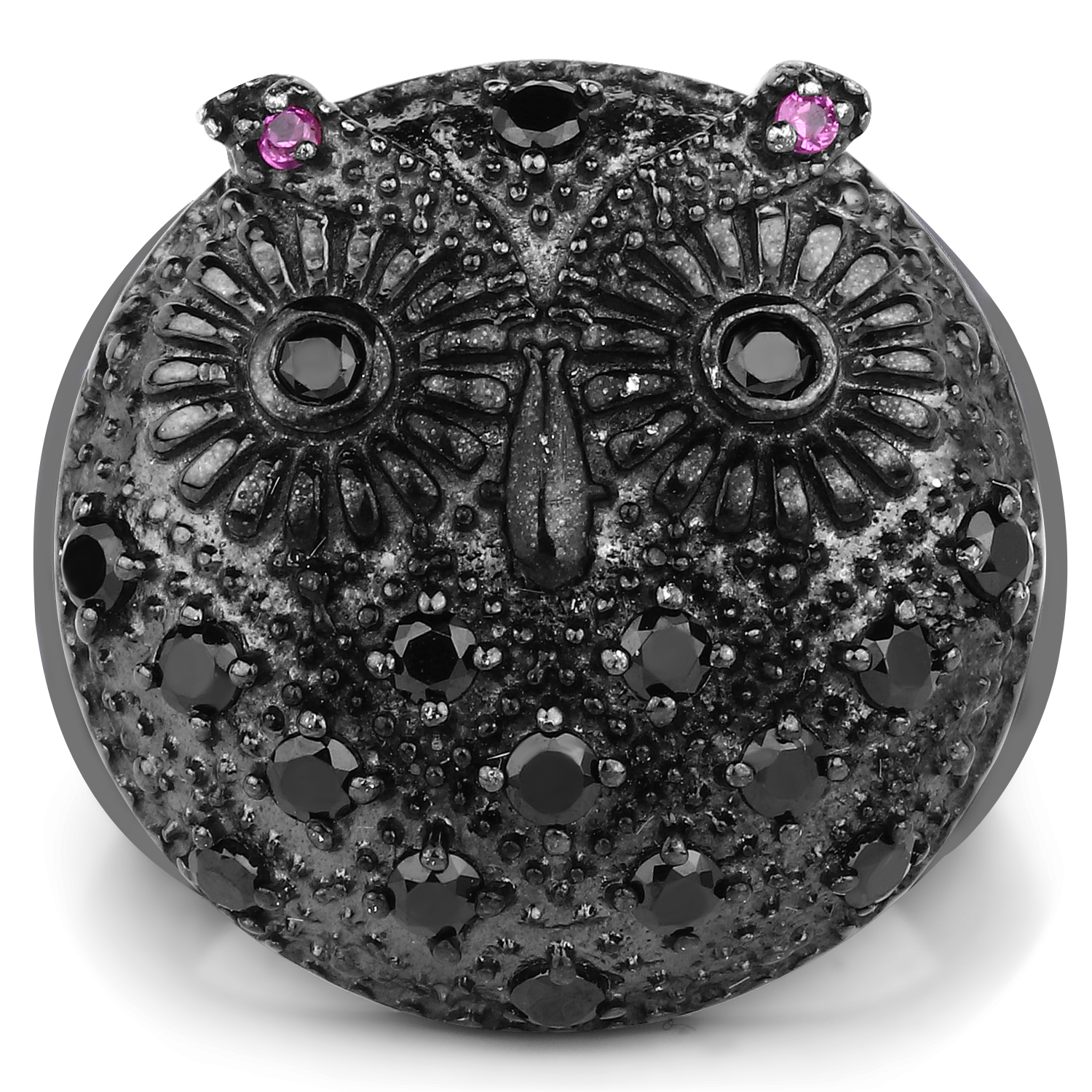 0.72 Carat Genuine Black Spinel & Created Ruby .925 Sterling Silver Ring