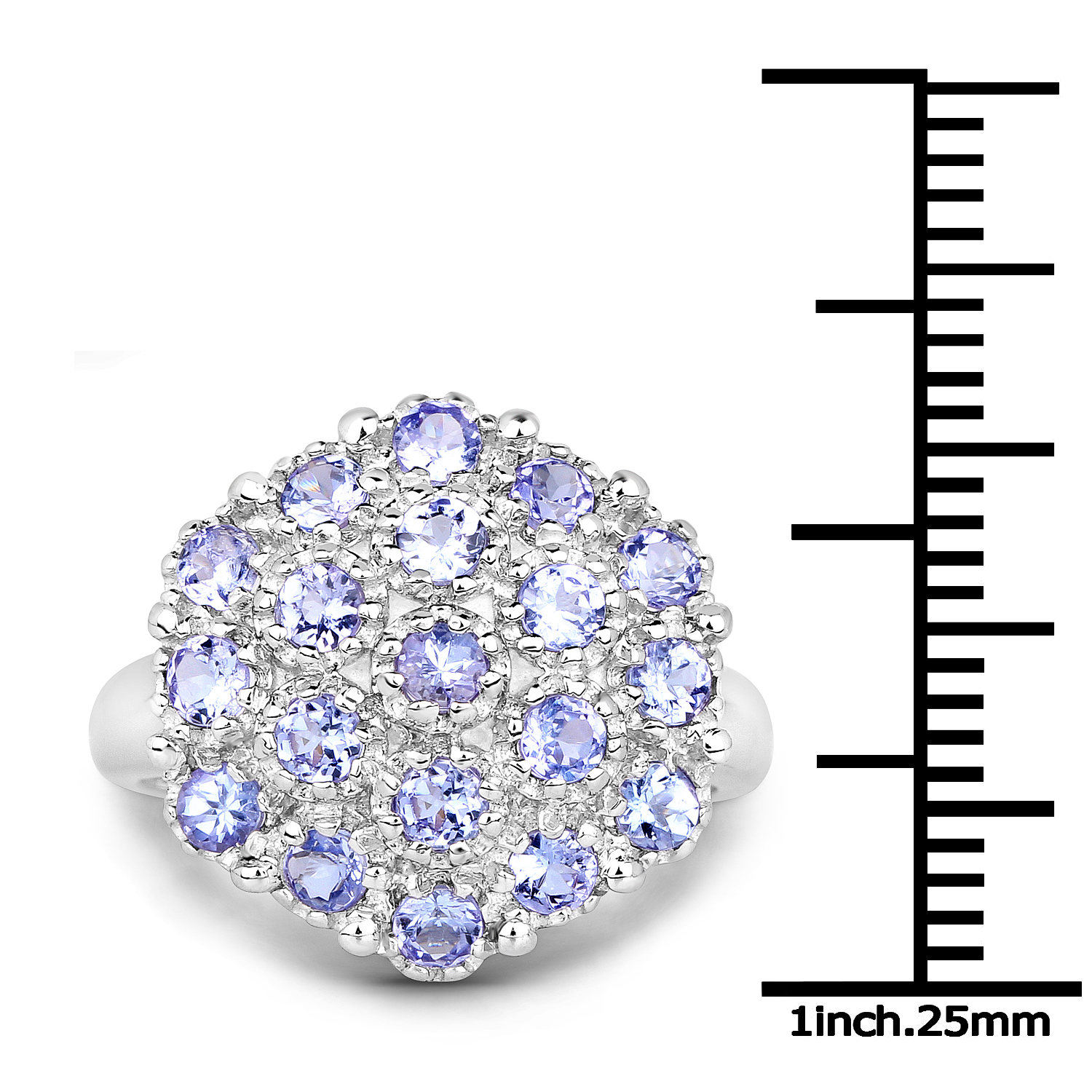1.33 Carat Genuine Tanzanite .925 Sterling Silver Ring