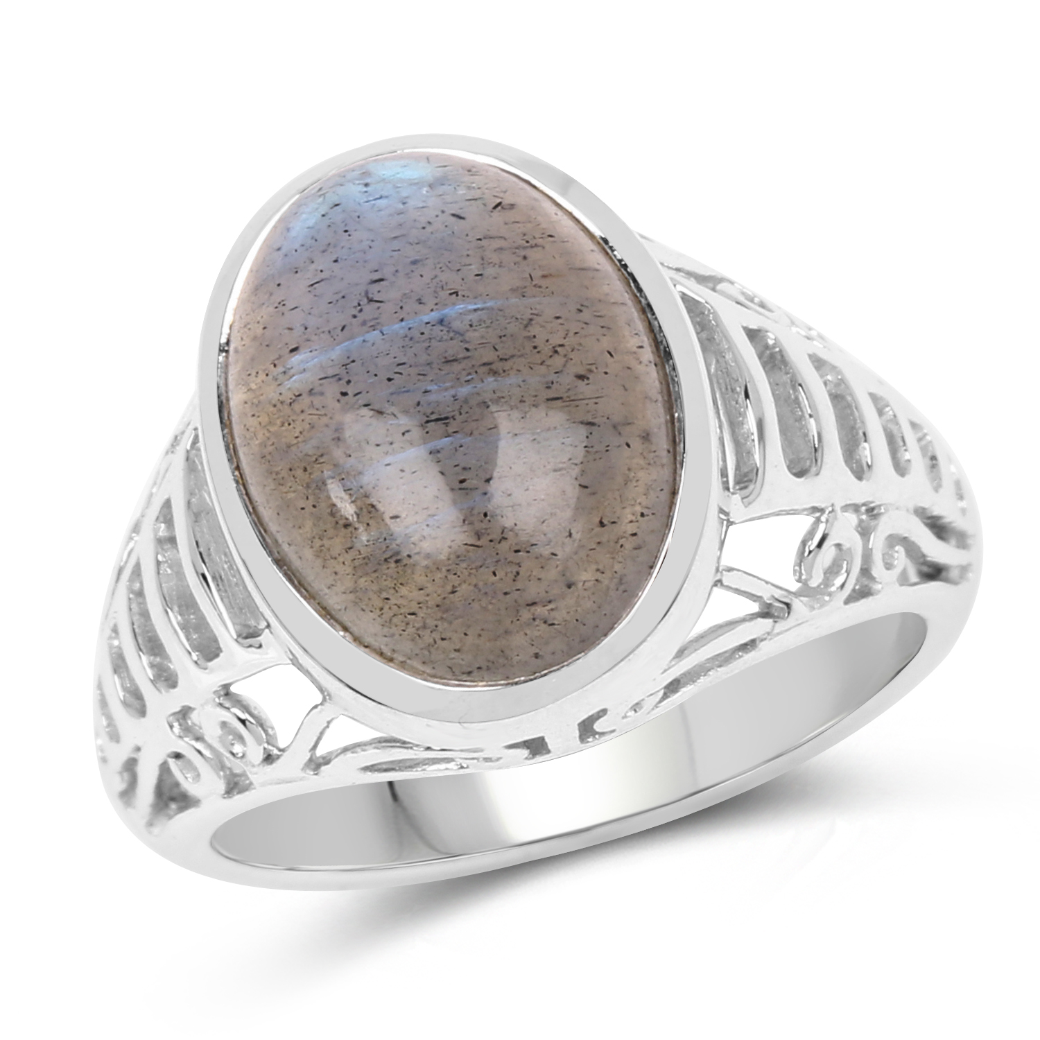 5.84 Carat Genuine Labradorite .925 Sterling Silver Ring