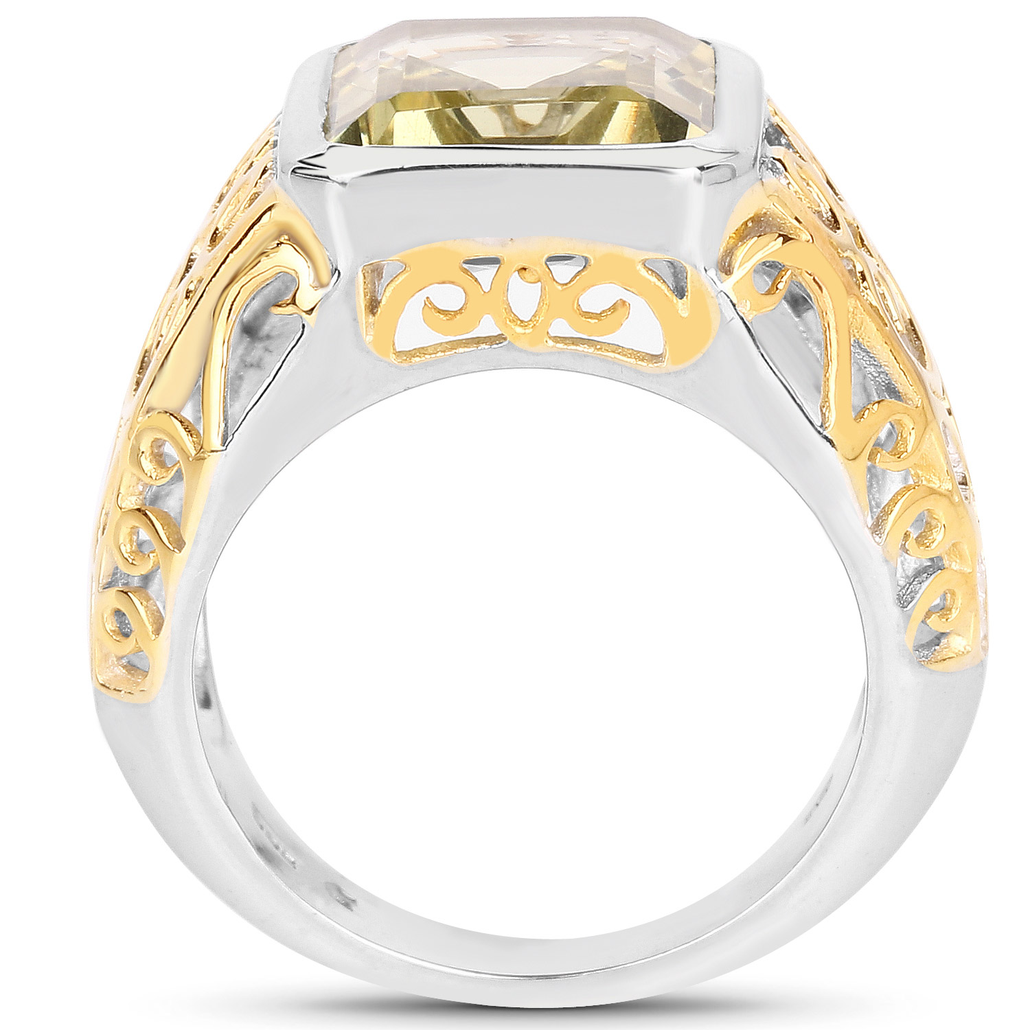5.65 Carat Genuine Lemon Quartz .925 Sterling Silver Ring