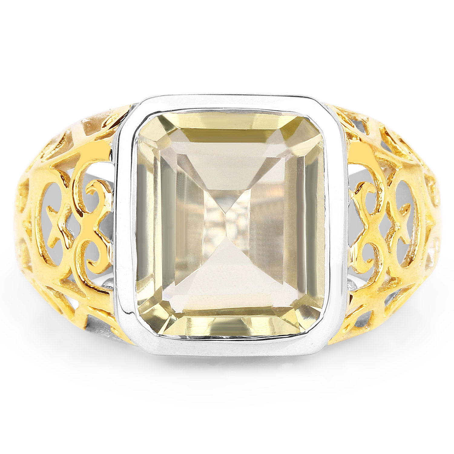 5.65 Carat Genuine Lemon Quartz .925 Sterling Silver Ring