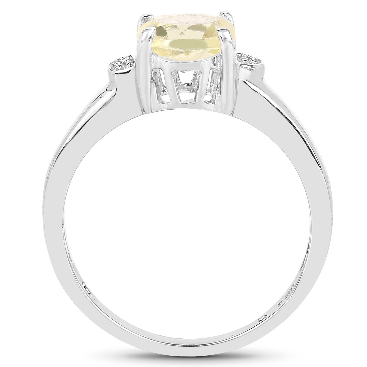 1.23 Carat Genuine Lemon Quartz and White Topaz .925 Sterling Silver Ring