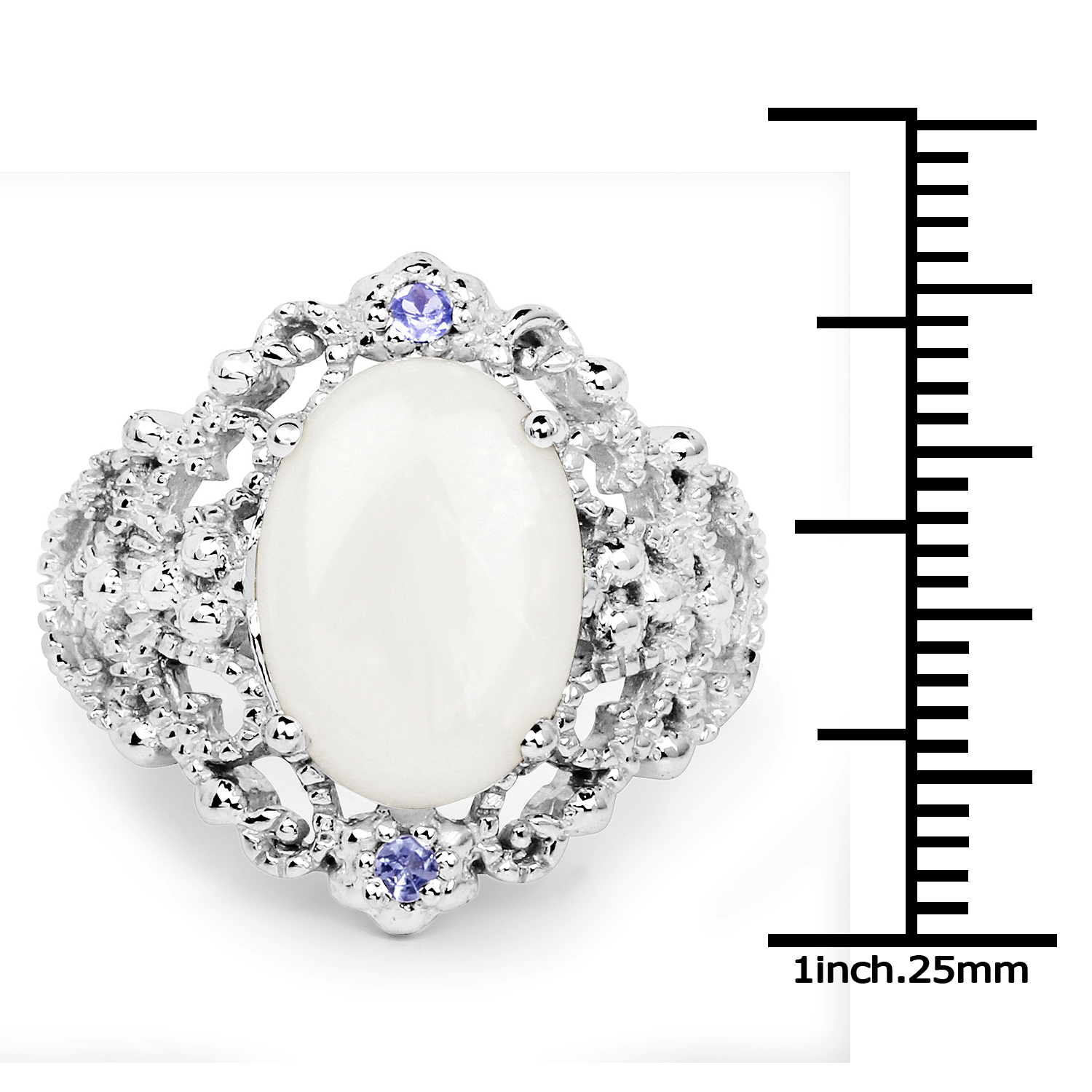 3.27 Carat Genuine Opal & Tanzanite .925 Sterling Silver Ring