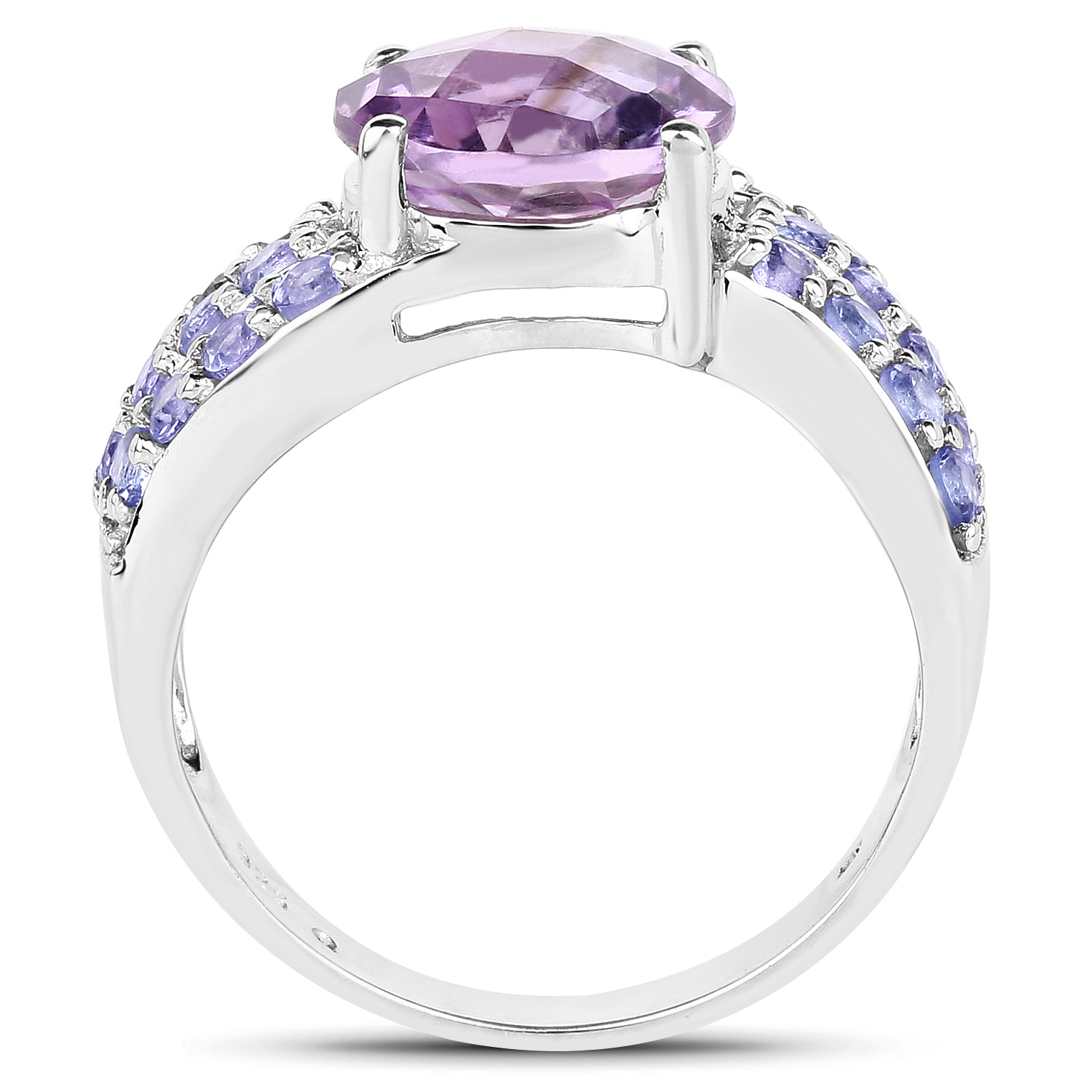 4.24 Carat Genuine Amethyst & Tanzanite .925 Sterling Silver Ring