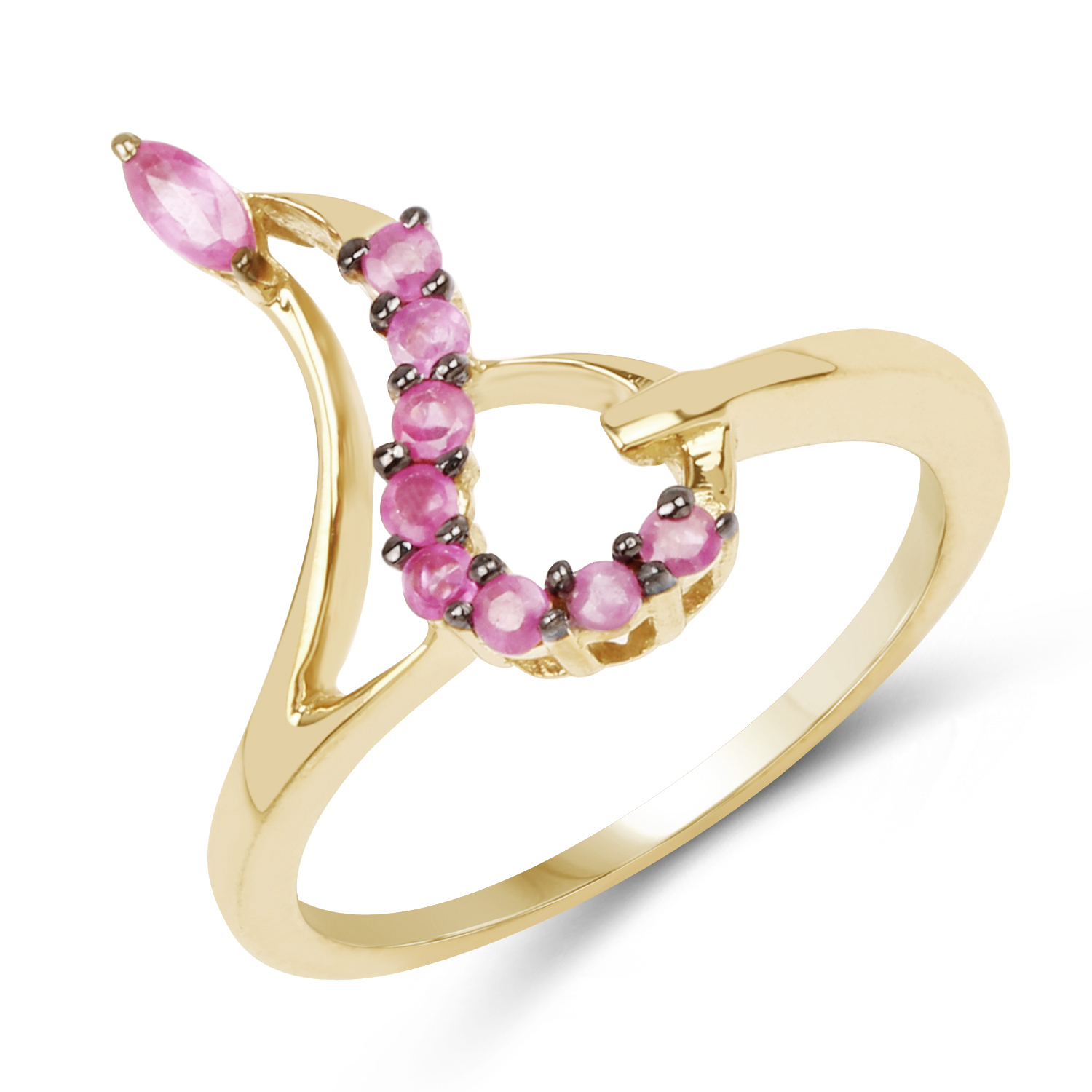 14K Yellow Gold Plated 0.44 Carat Genuine Ruby .925 Sterling Silver Ring