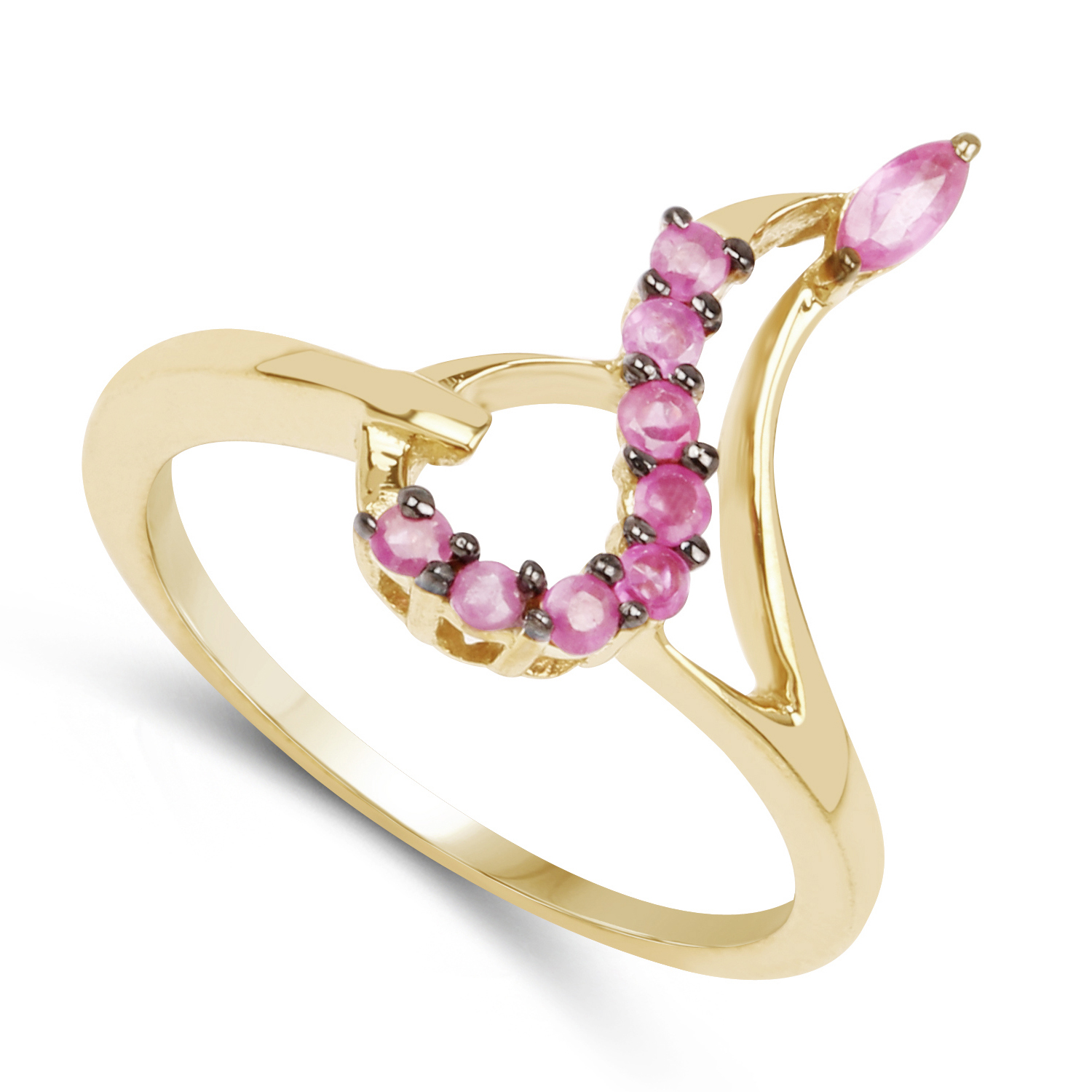 14K Yellow Gold Plated 0.44 Carat Genuine Ruby .925 Sterling Silver Ring