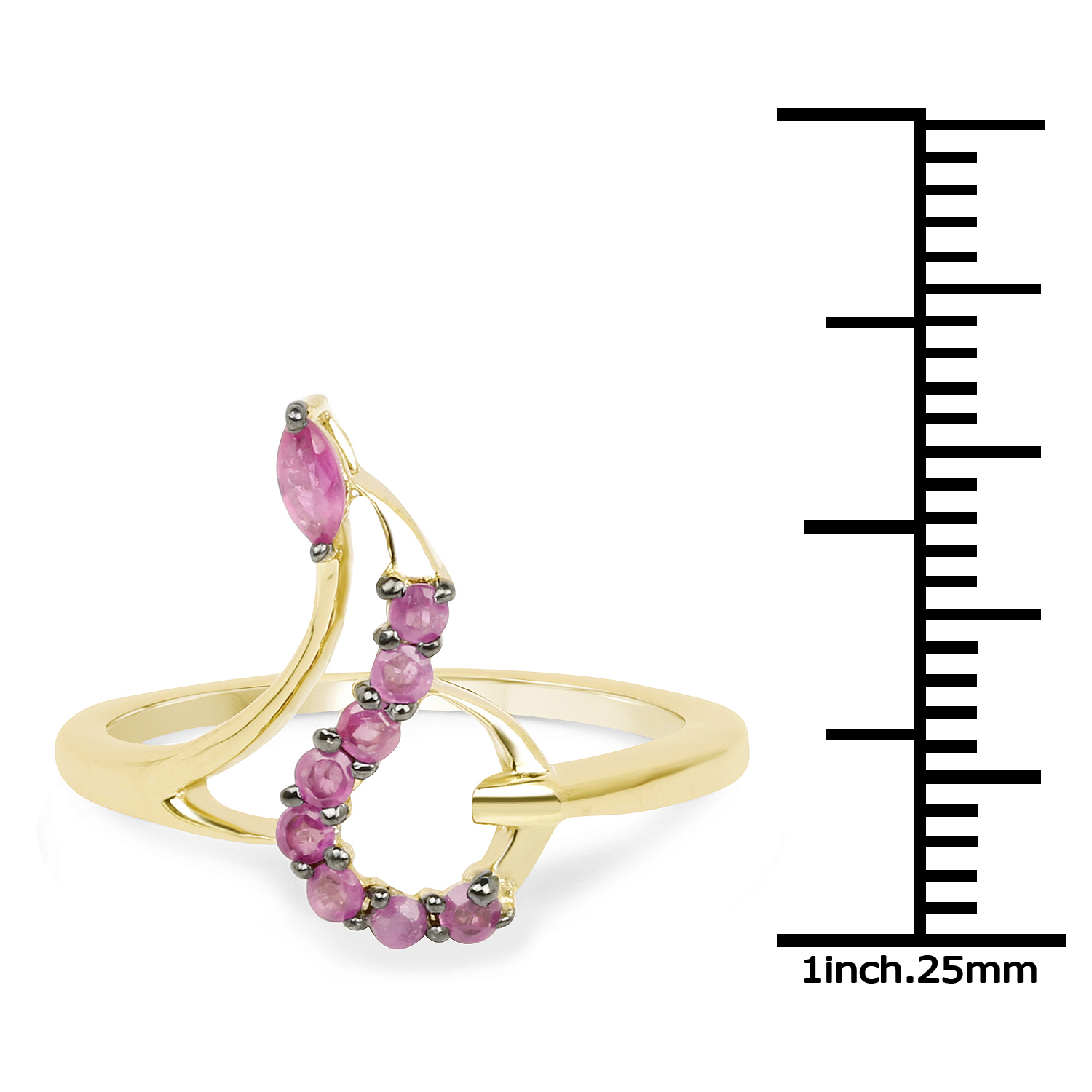 14K Yellow Gold Plated 0.44 Carat Genuine Ruby .925 Sterling Silver Ring