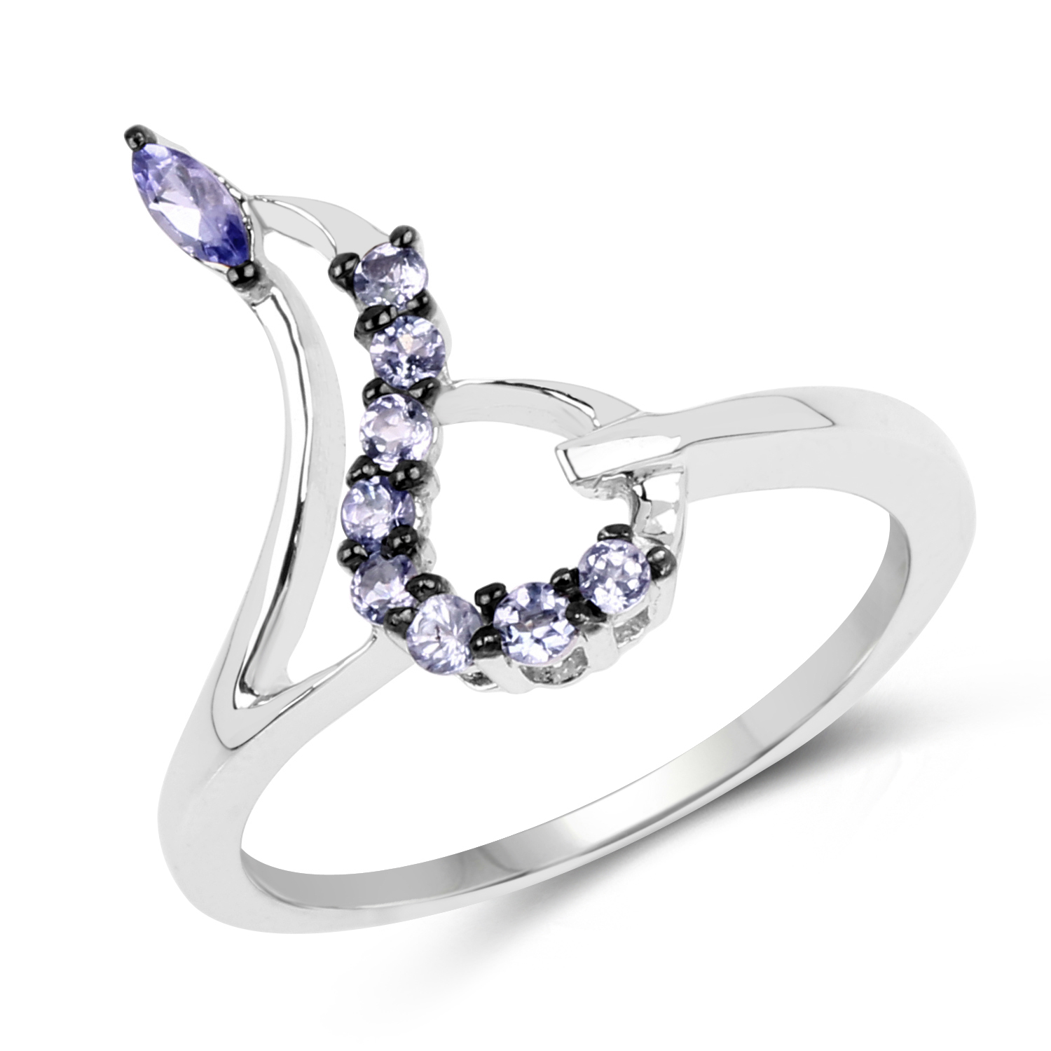 0.32 Carat Genuine Tanzanite .925 Sterling Silver Ring