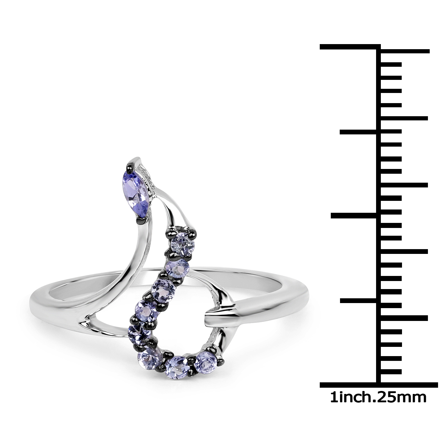 0.32 Carat Genuine Tanzanite .925 Sterling Silver Ring