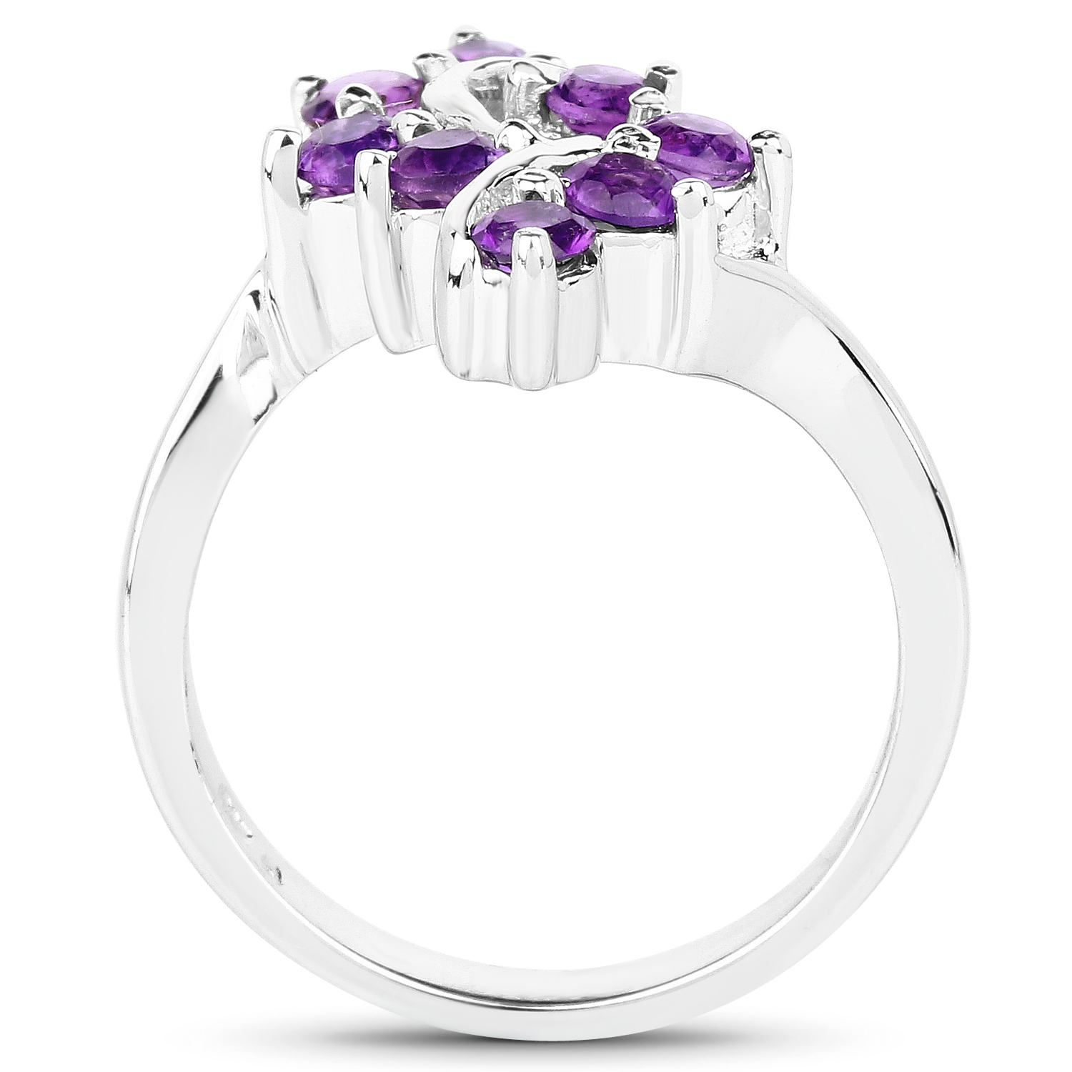 0.80 Carat Genuine Amethyst .925 Sterling Silver Ring