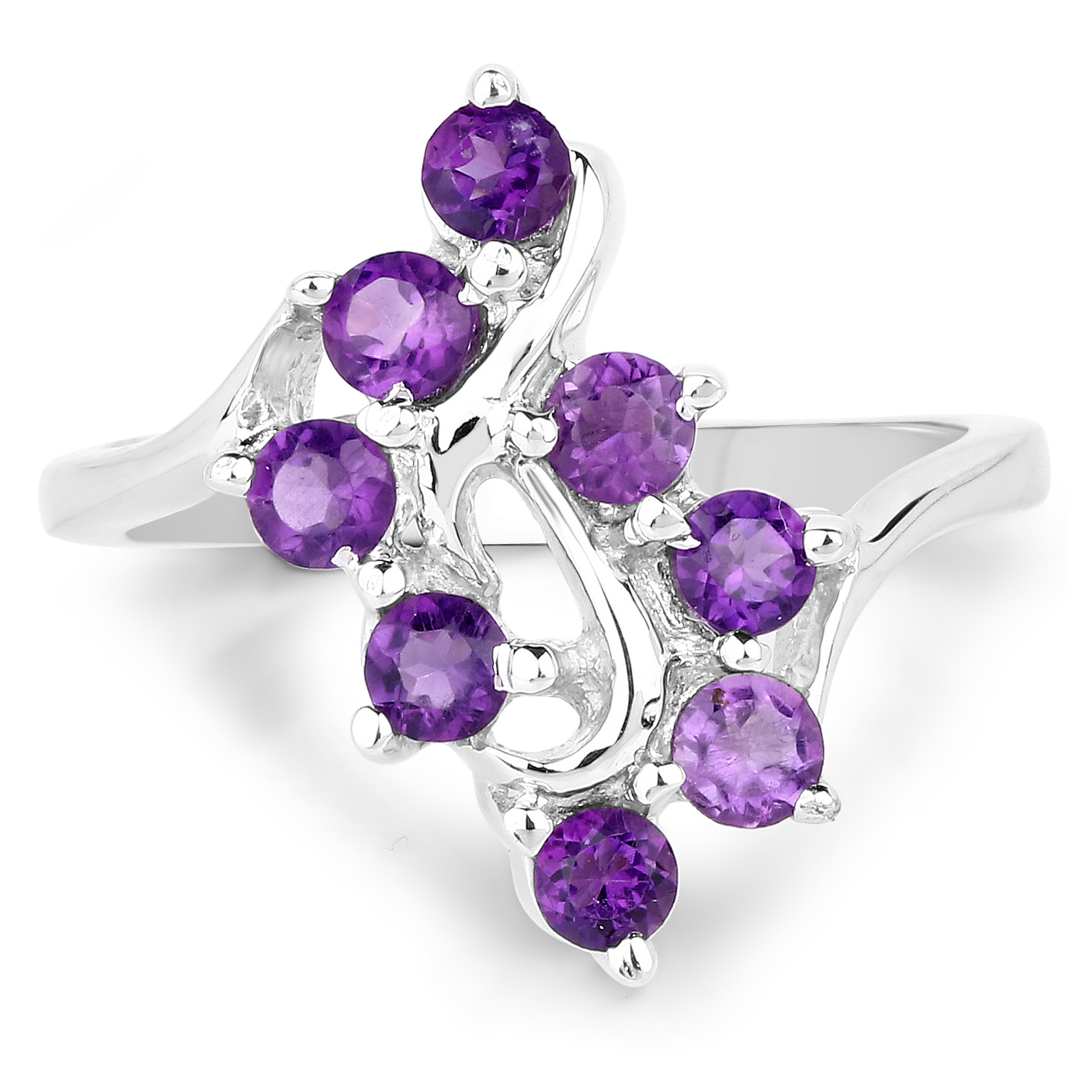 0.80 Carat Genuine Amethyst .925 Sterling Silver Ring