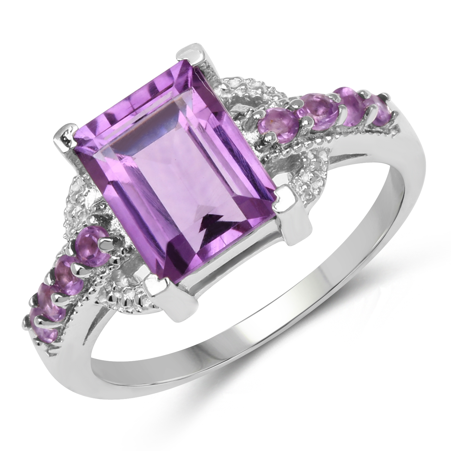 2.40 Carat Genuine Amethyst .925 Sterling Silver Ring