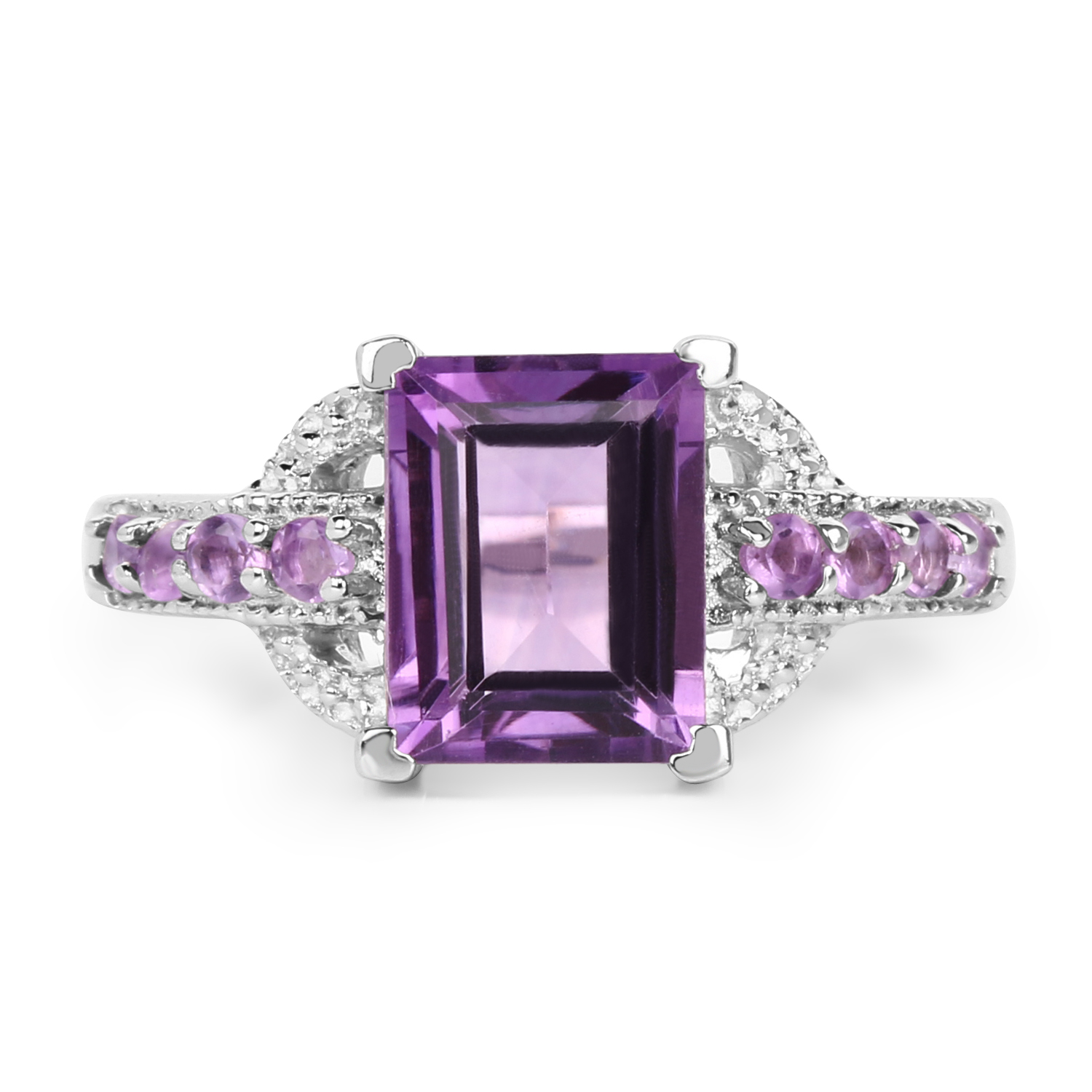 2.40 Carat Genuine Amethyst .925 Sterling Silver Ring