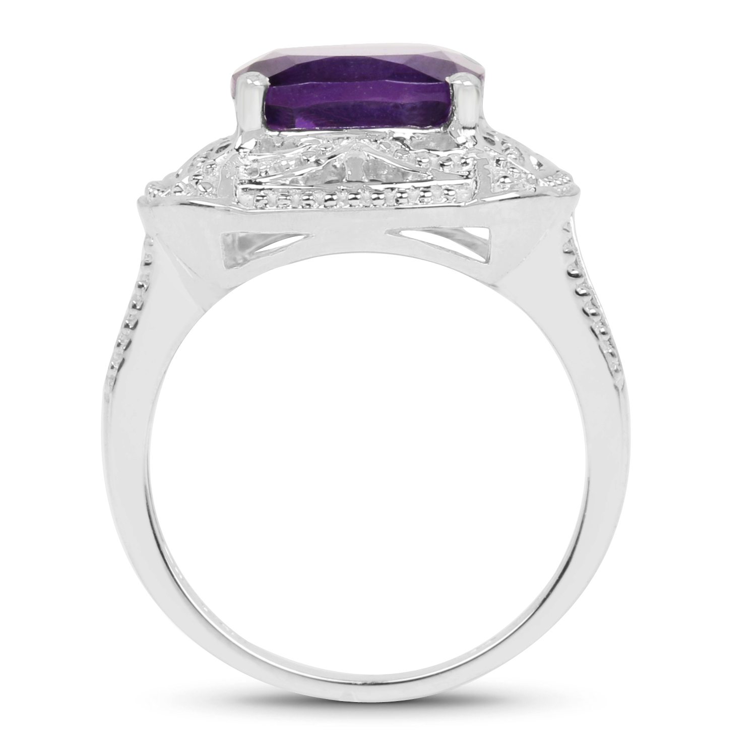 4.35 Carat Genuine Amethyst .925 Sterling Silver Ring