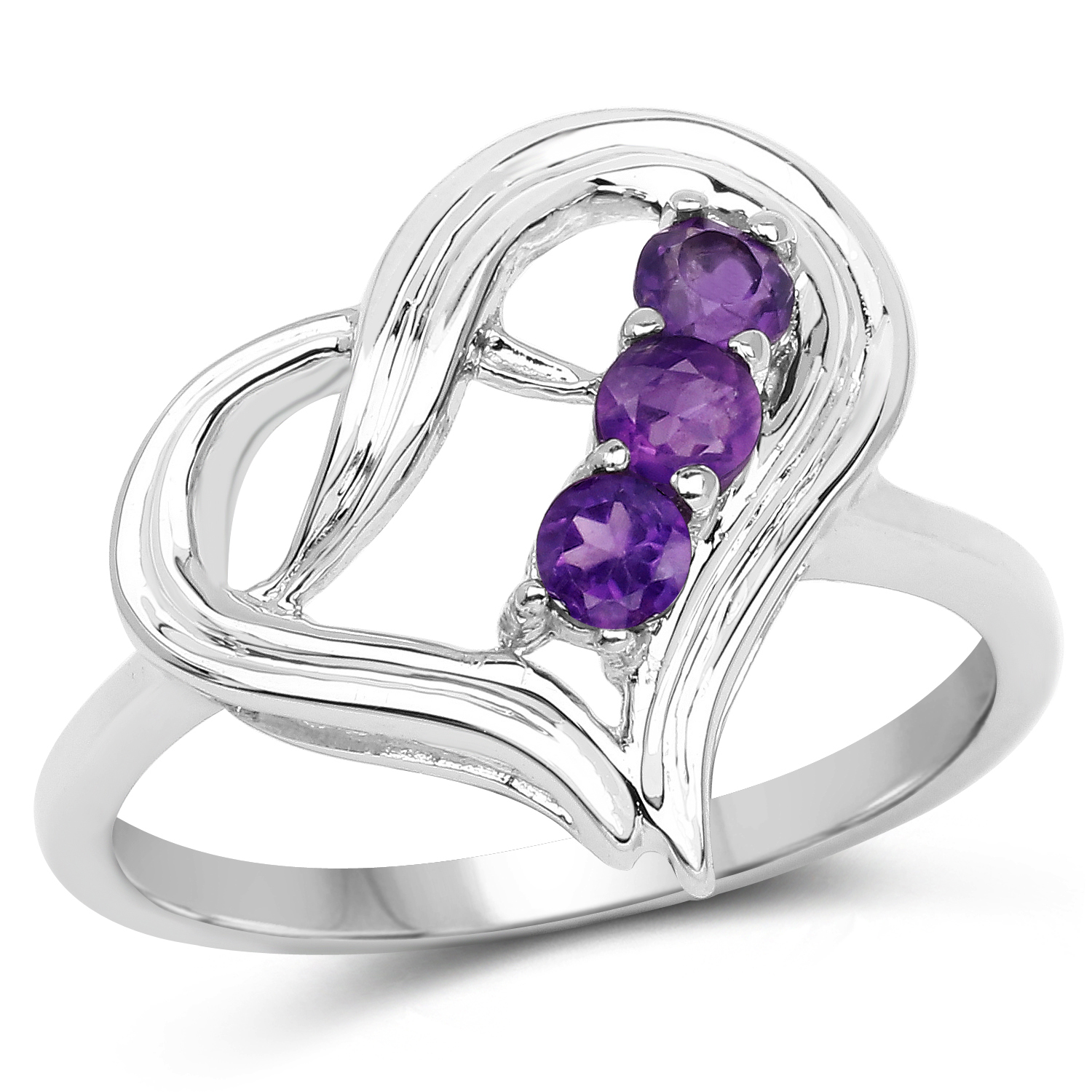 0.30 Carat Genuine Amethyst .925 Sterling Silver Ring