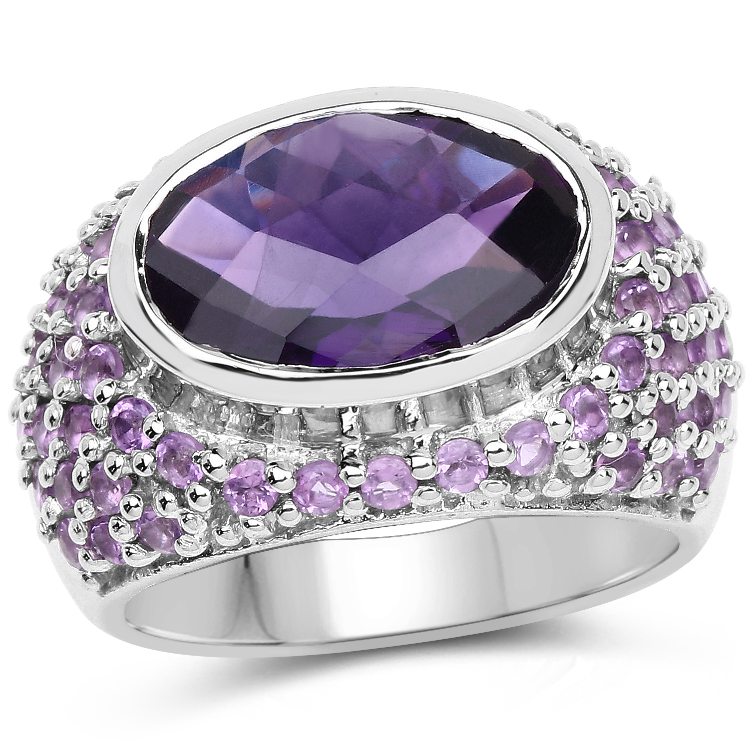 6.28 Carat Genuine Amethyst .925 Sterling Silver Ring