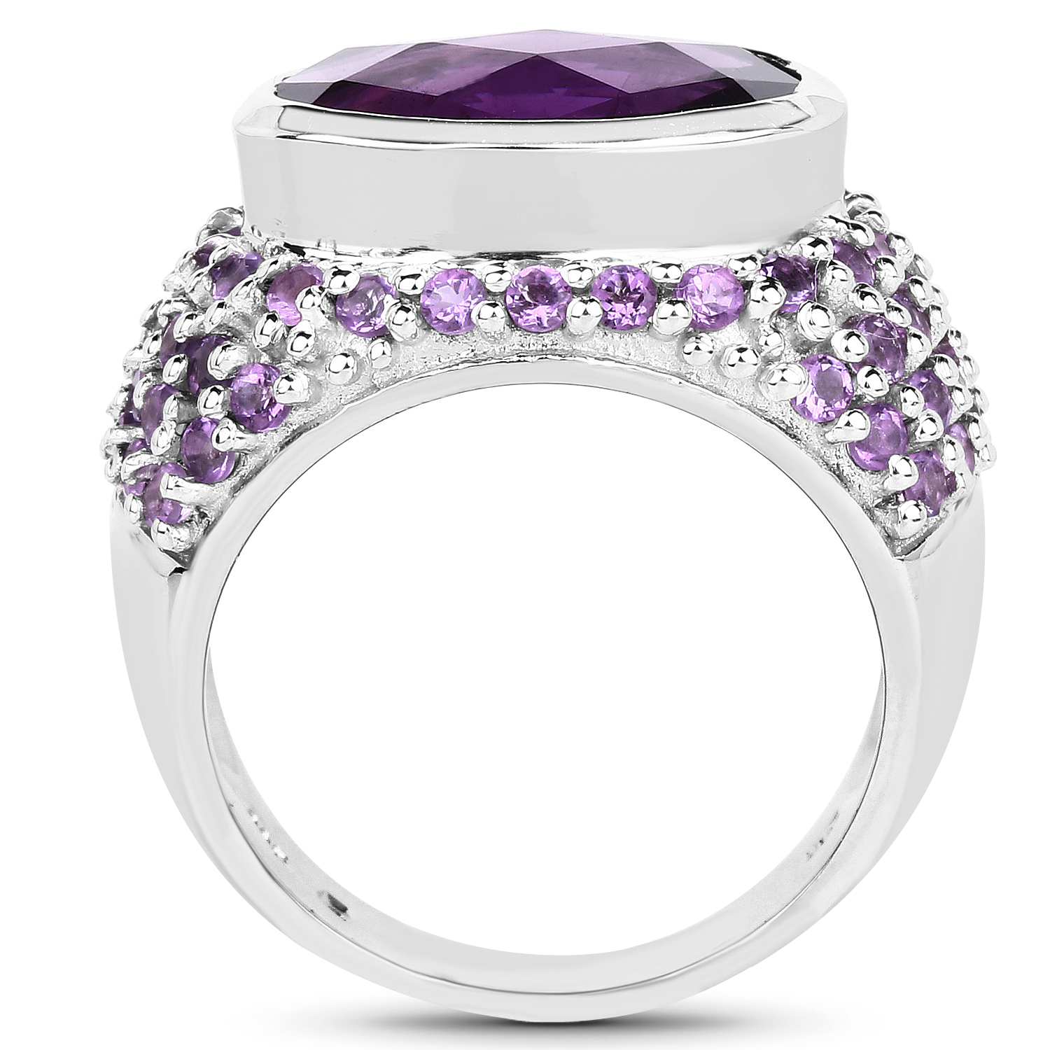 6.28 Carat Genuine Amethyst .925 Sterling Silver Ring