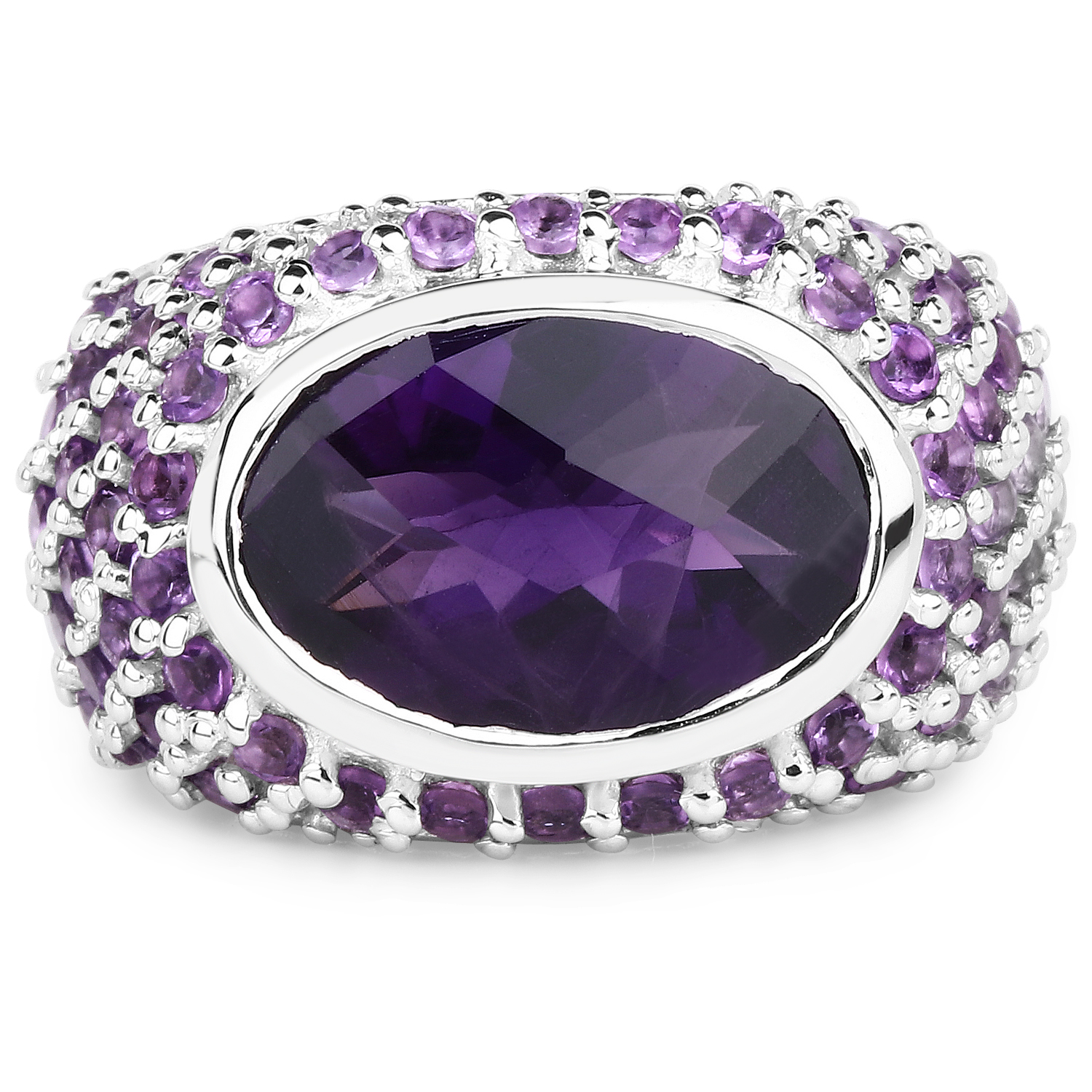 6.28 Carat Genuine Amethyst .925 Sterling Silver Ring
