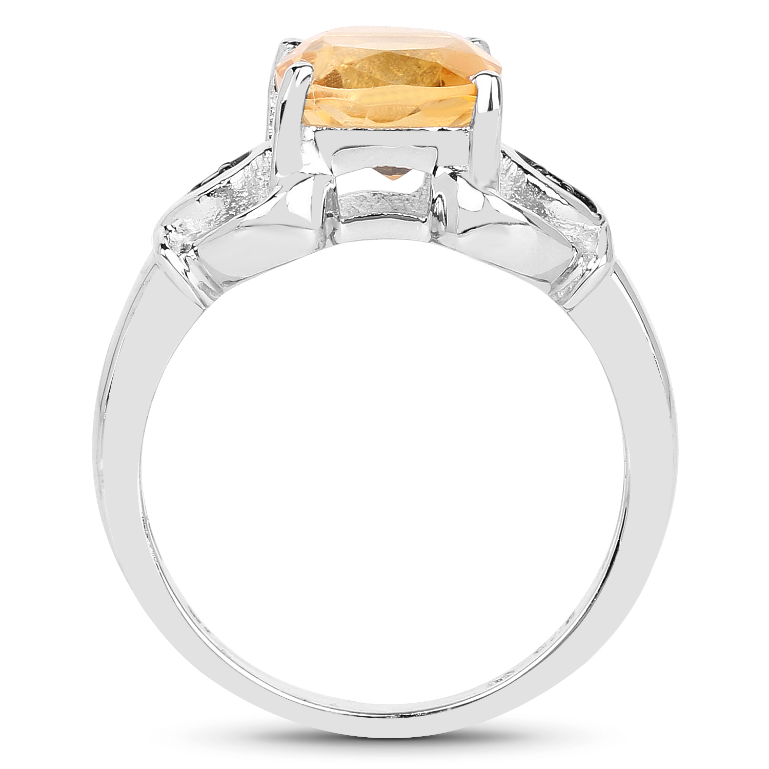 2.01 Carat Genuine Citrine and Black Spinel .925 Sterling Silver Ring